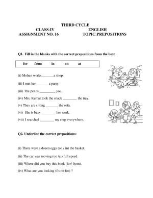 Worksheet for Class 4 English Assignment 17