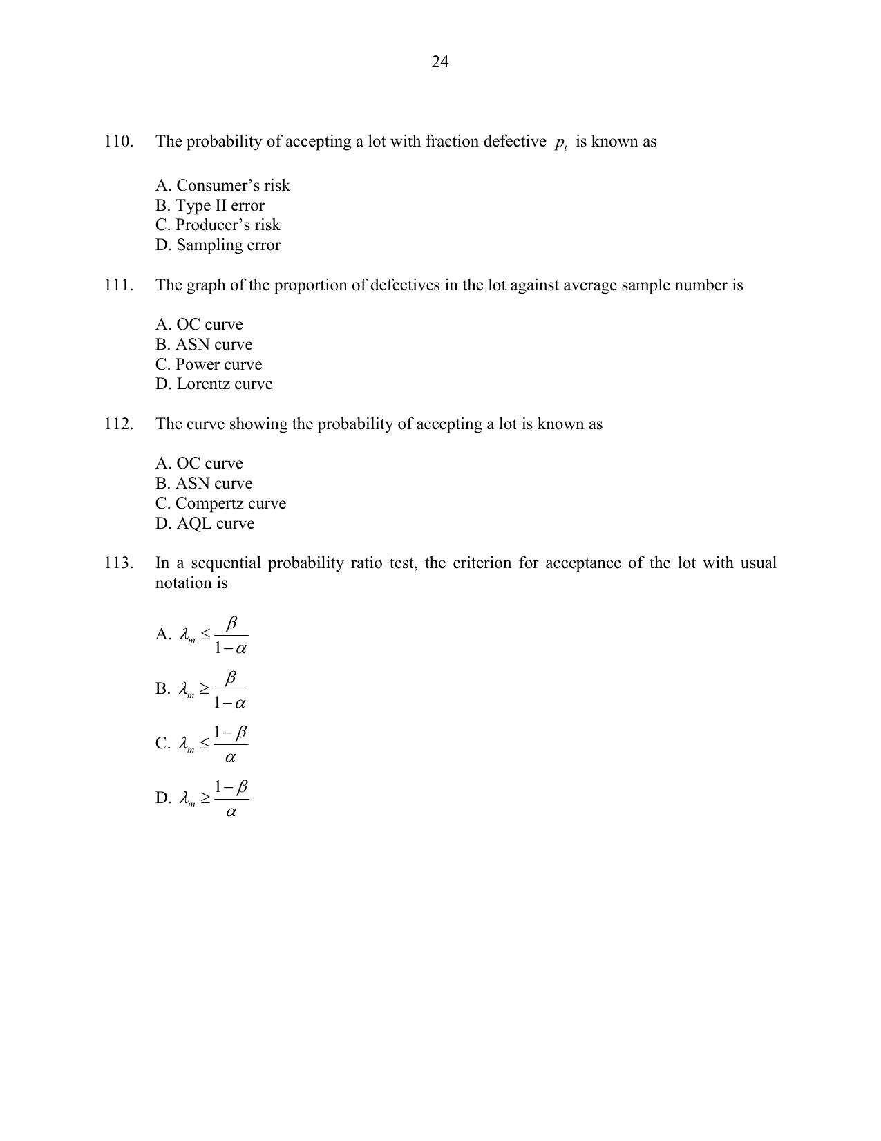 CUSAT CAT 2016 Statistics Question Paper - Page 24
