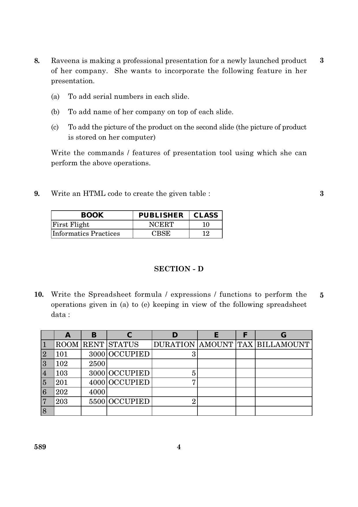 CBSE Class 10 NSQF 589 Information Technology 2016 Question Paper - Page 4