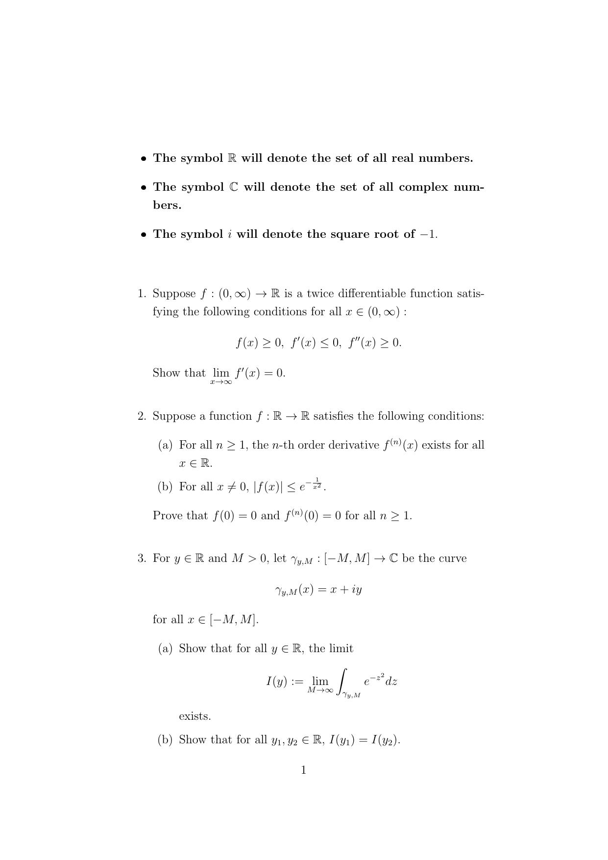 ISI Admission Test JRF in Mathematics (MTA) 2024 Sample Paper - Page 1