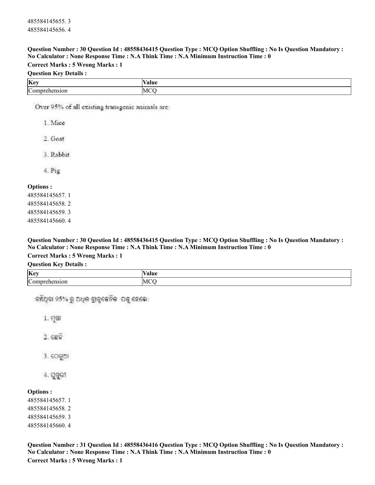CUET 2023 English Odia Shift 3 Question Papers - 22 June 2023 - Page 34