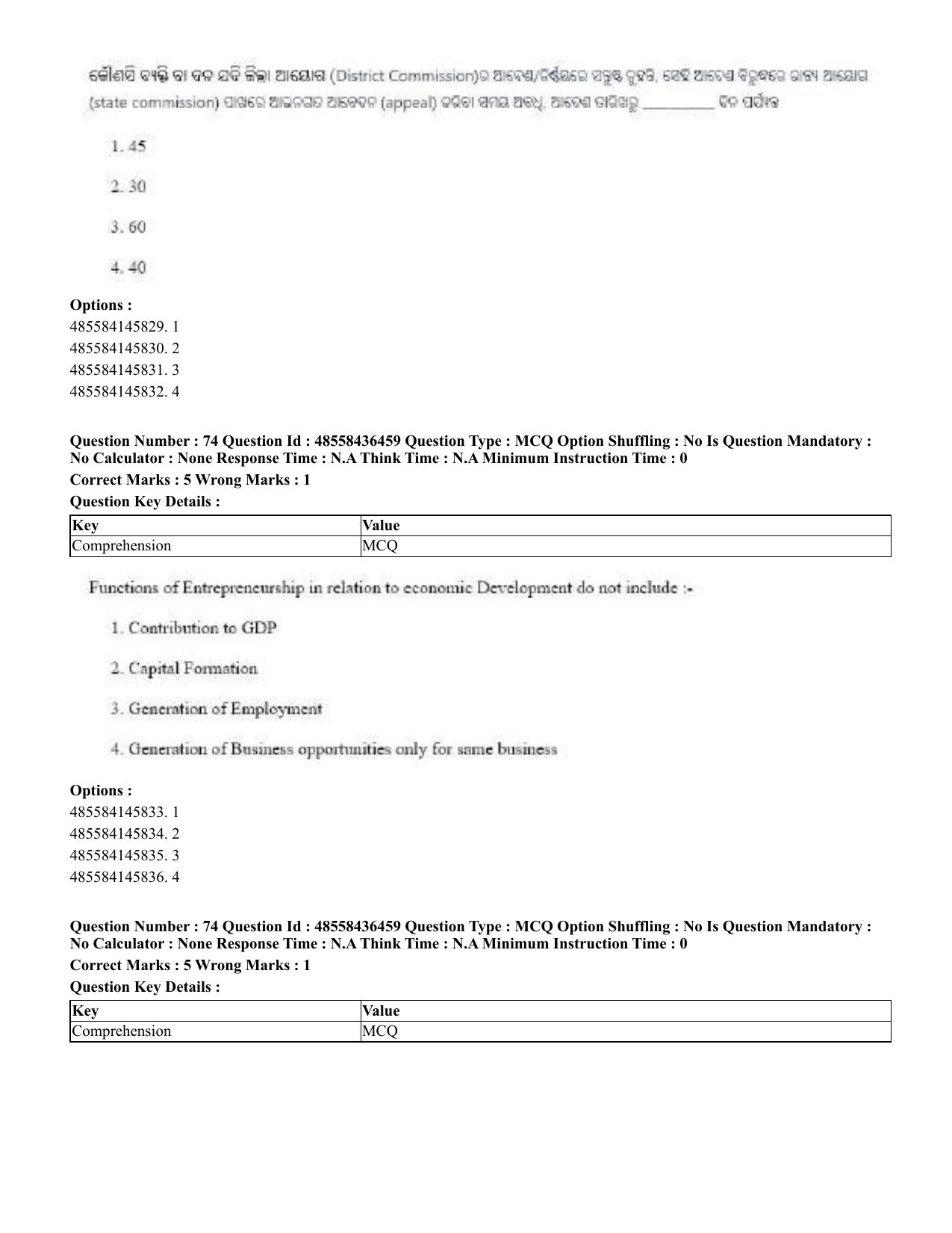 CUET 2023 English Odia Shift 3 Question Papers - 22 June 2023 - Page 85