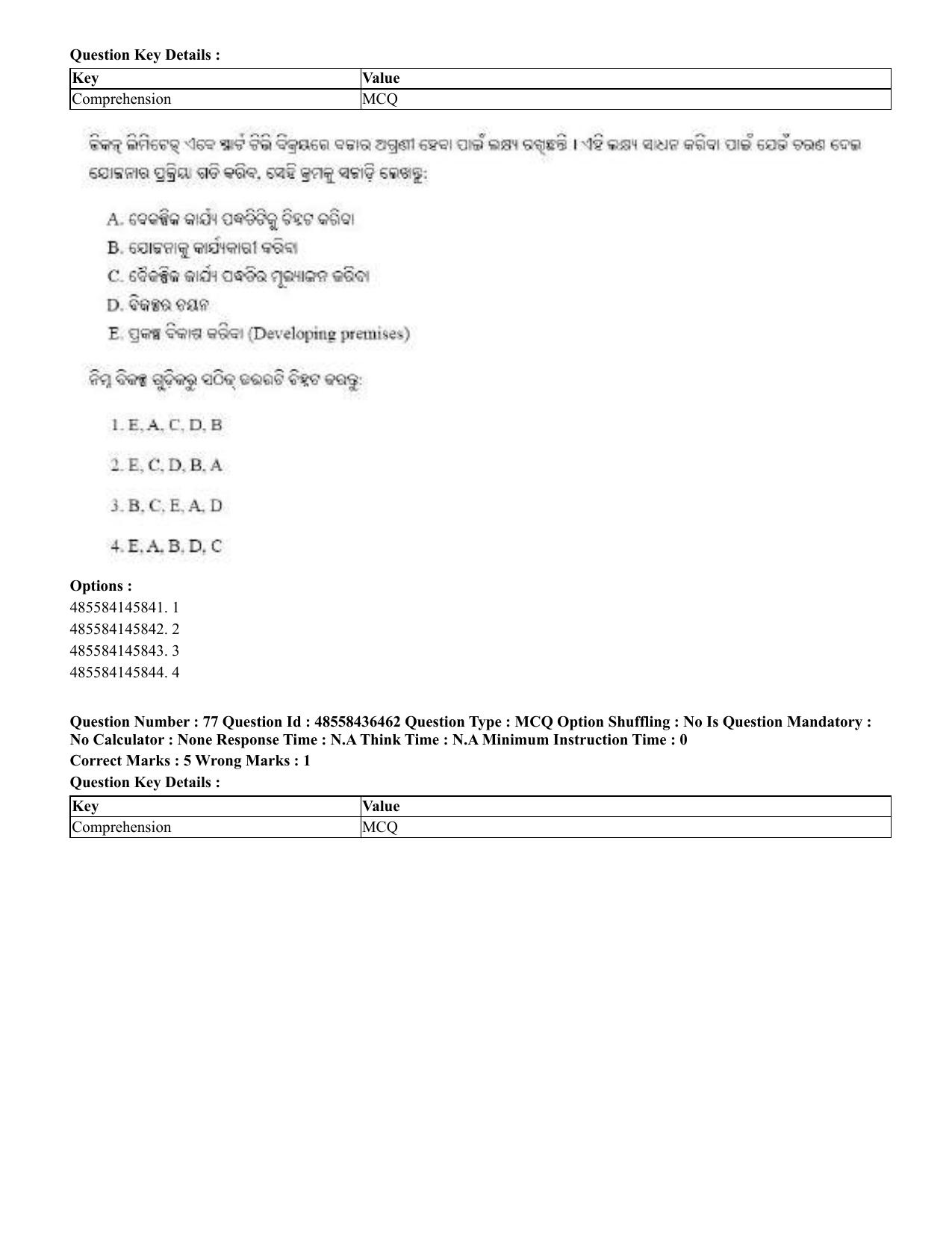 CUET 2023 English Odia Shift 3 Question Papers - 22 June 2023 - Page 88