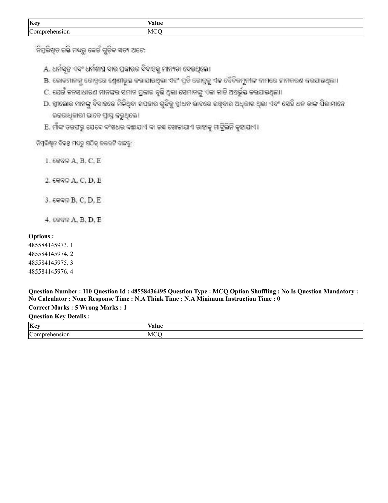CUET 2023 English Odia Shift 3 Question Papers - 22 June 2023 - Page 135