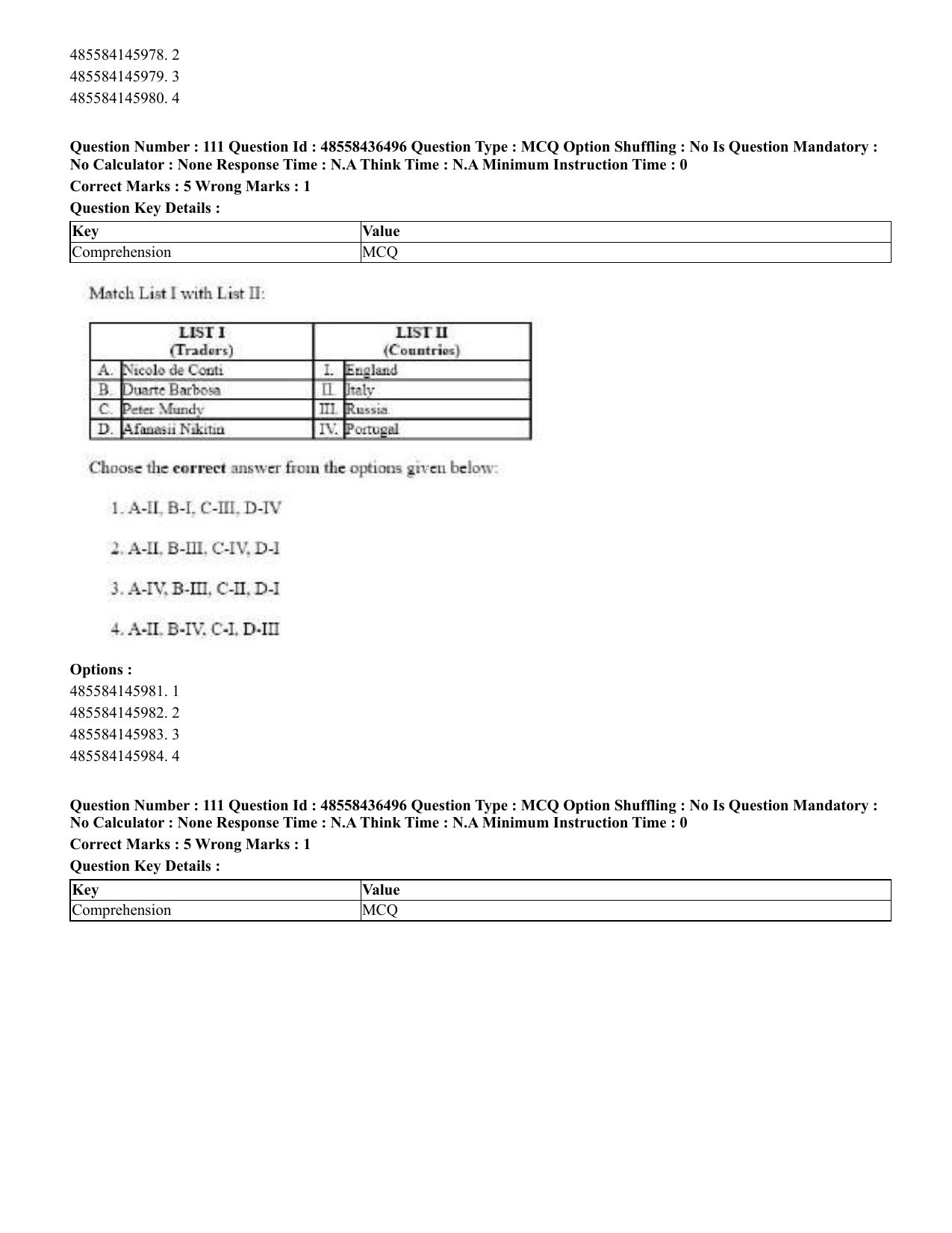 CUET 2023 English Odia Shift 3 Question Papers - 22 June 2023 - Page 137