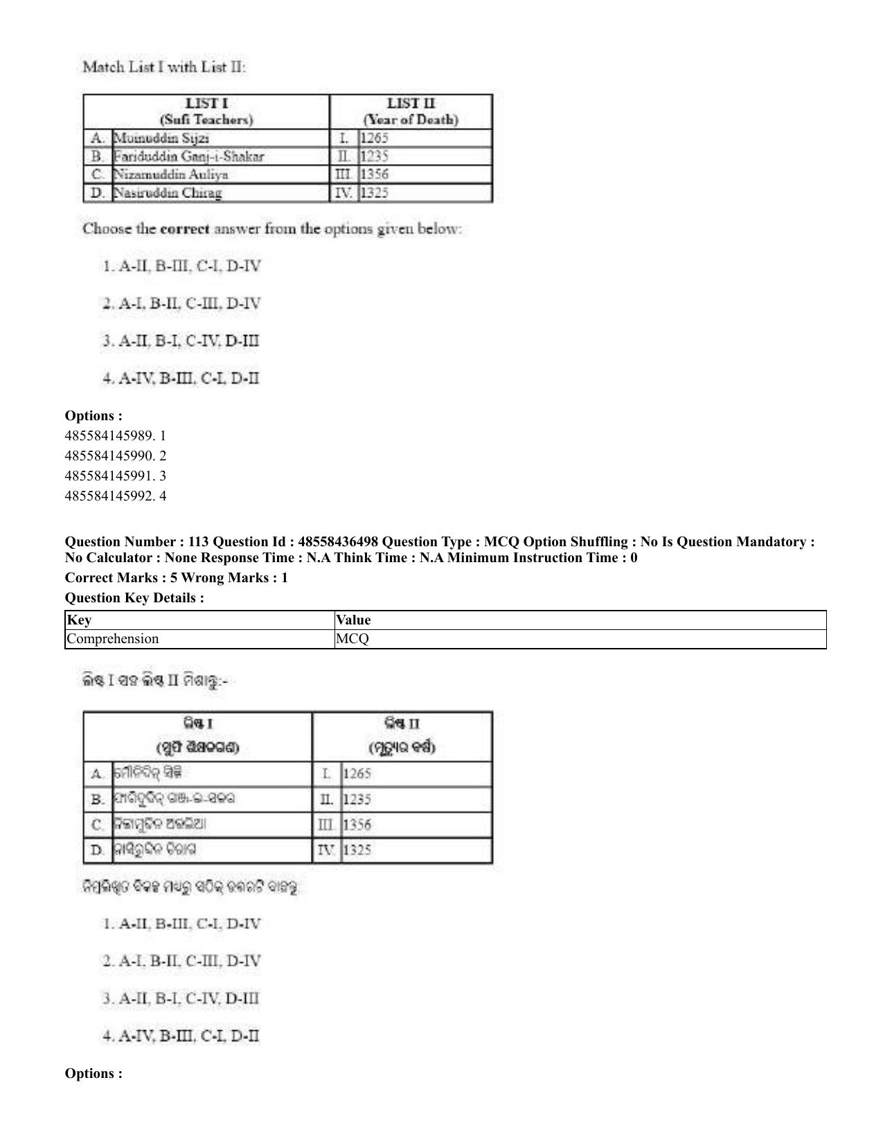 CUET 2023 English Odia Shift 3 Question Papers - 22 June 2023 - Page 140