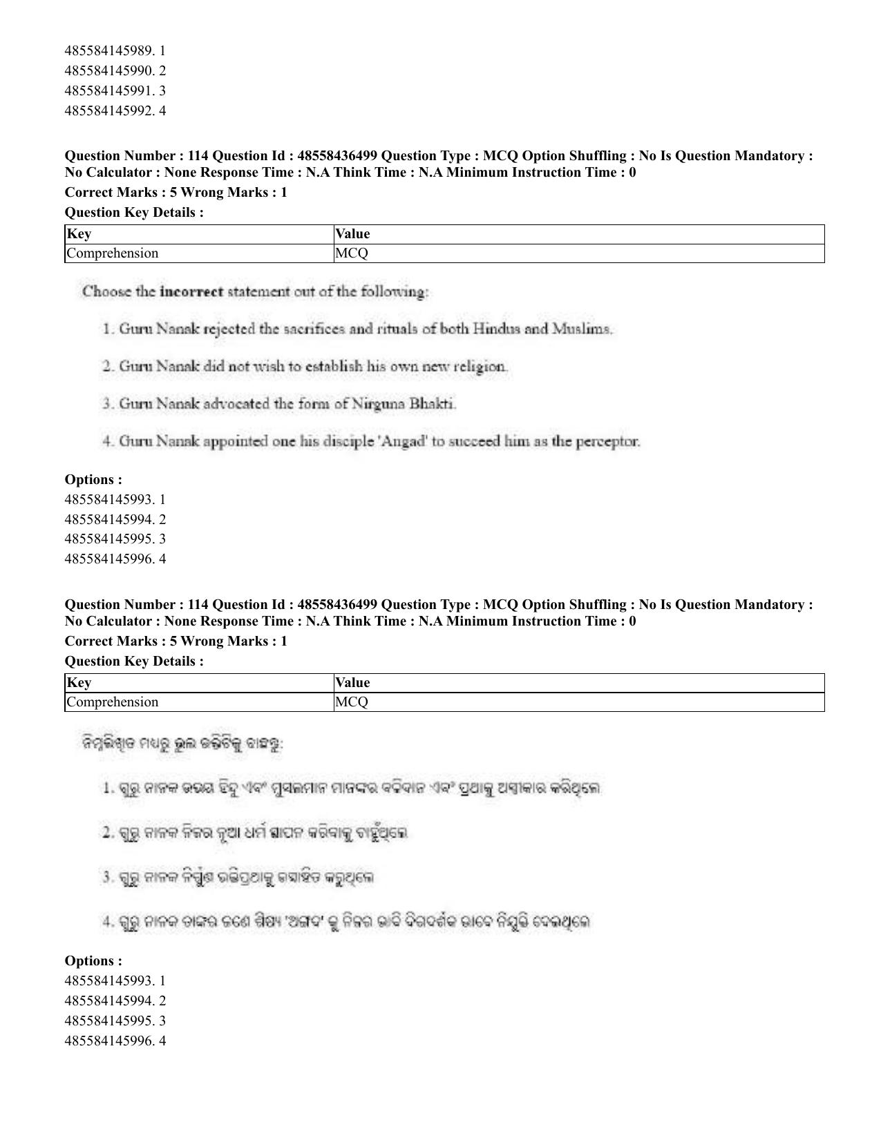 CUET 2023 English Odia Shift 3 Question Papers - 22 June 2023 - Page 141