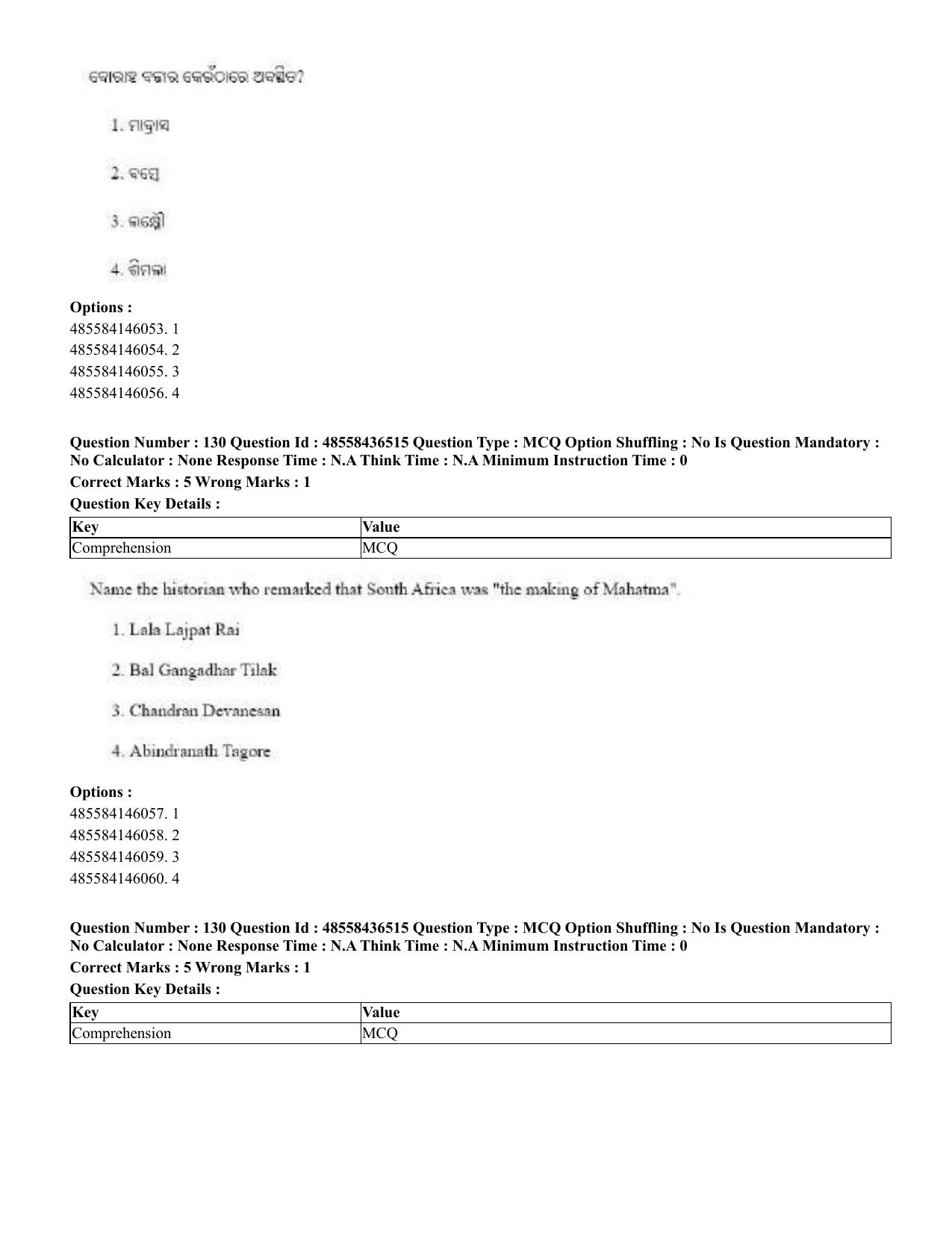 CUET 2023 English Odia Shift 3 Question Papers - 22 June 2023 - Page 157