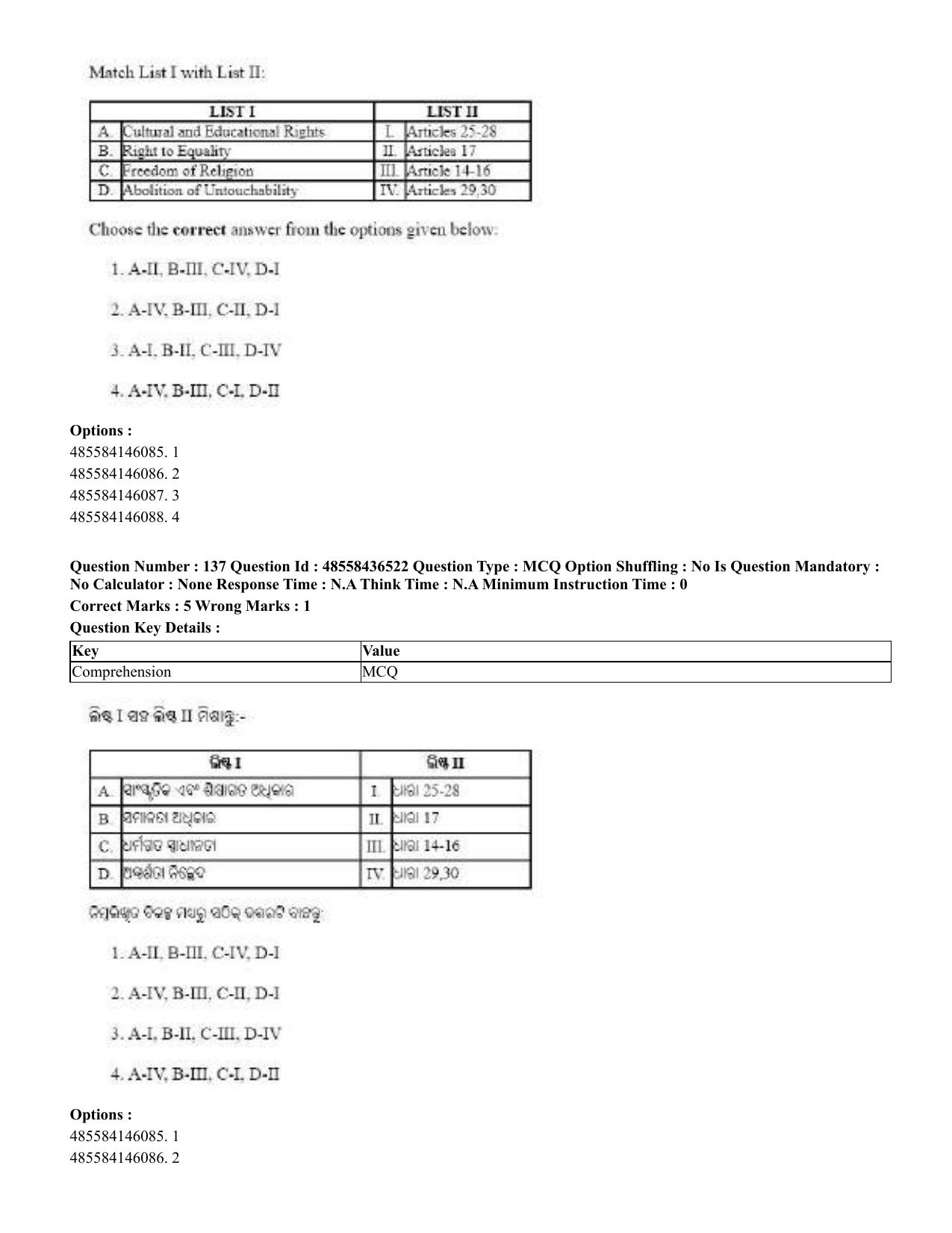 CUET 2023 English Odia Shift 3 Question Papers - 22 June 2023 - Page 165