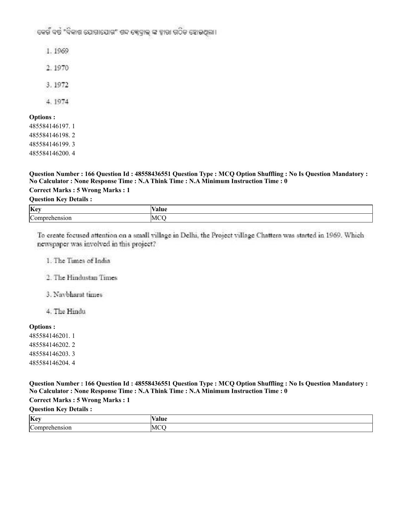 CUET 2023 English Odia Shift 3 Question Papers - 22 June 2023 - Page 200