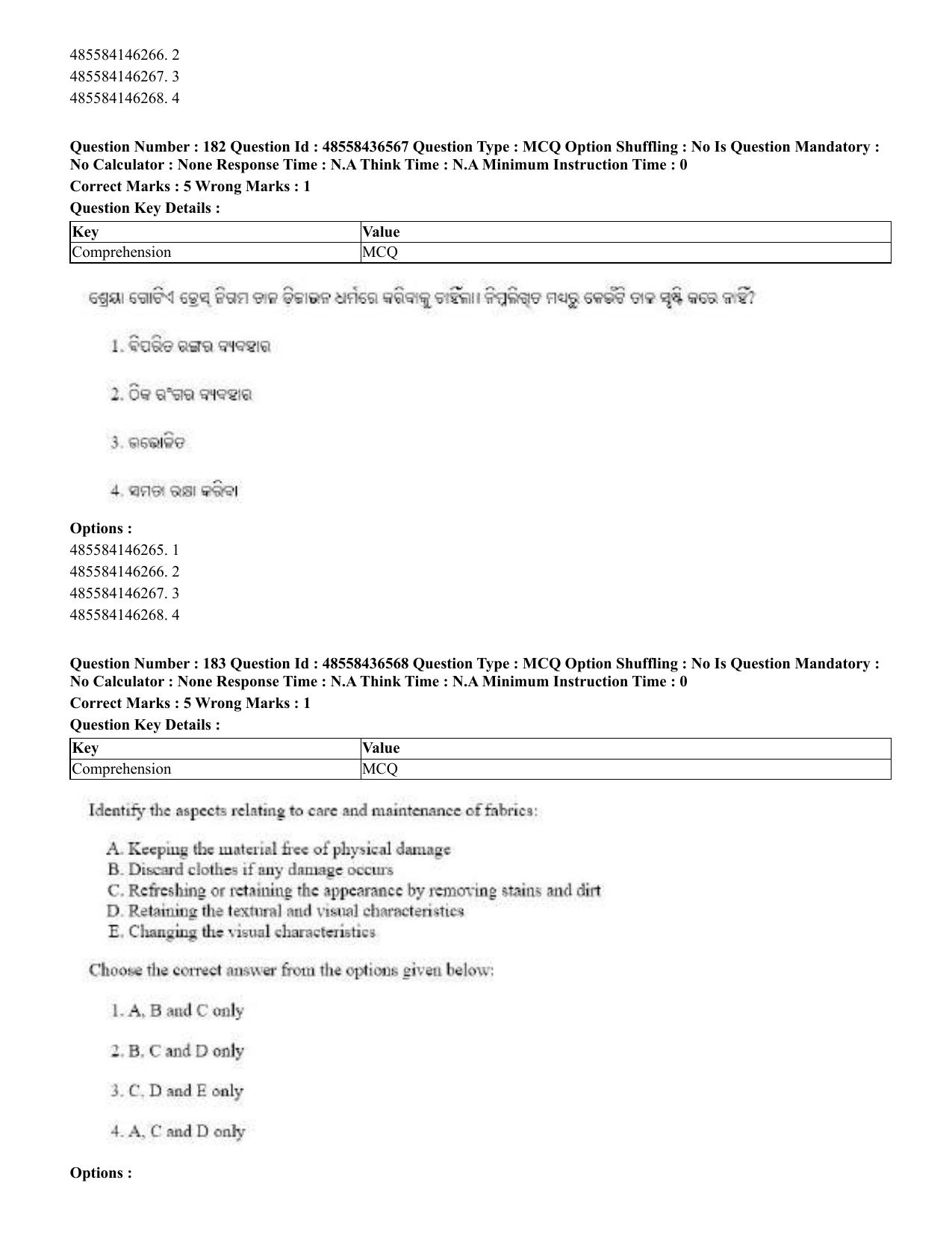 CUET 2023 English Odia Shift 3 Question Papers - 22 June 2023 - Page 218