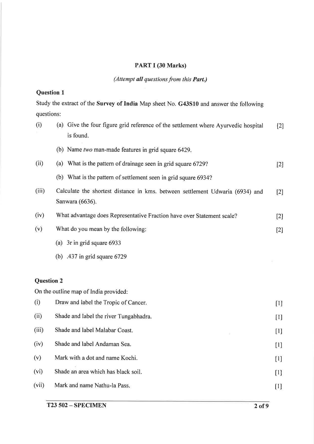 ICSE Class 10 Geography Sample Paper 2023 - Page 2