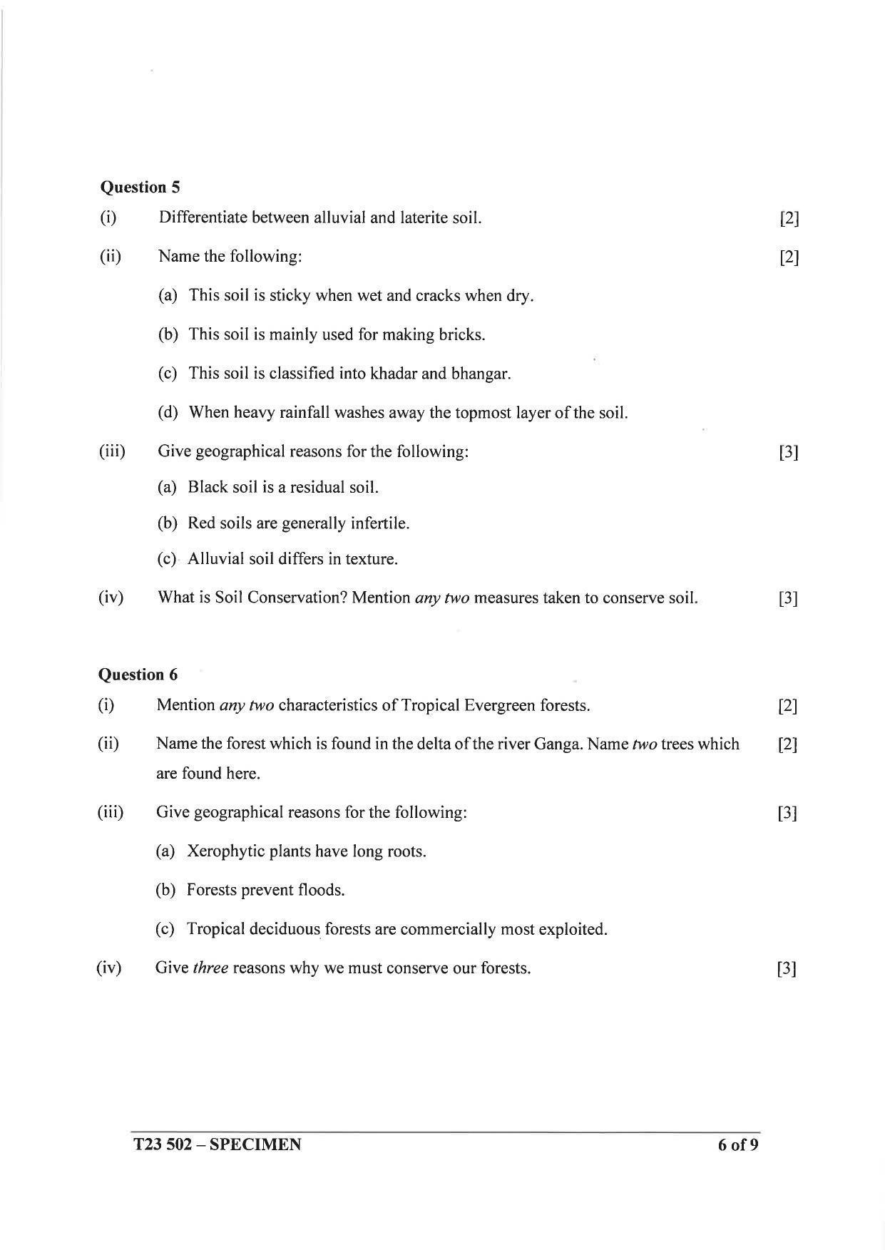 ICSE Class 10 Geography Sample Paper 2023 - Page 6