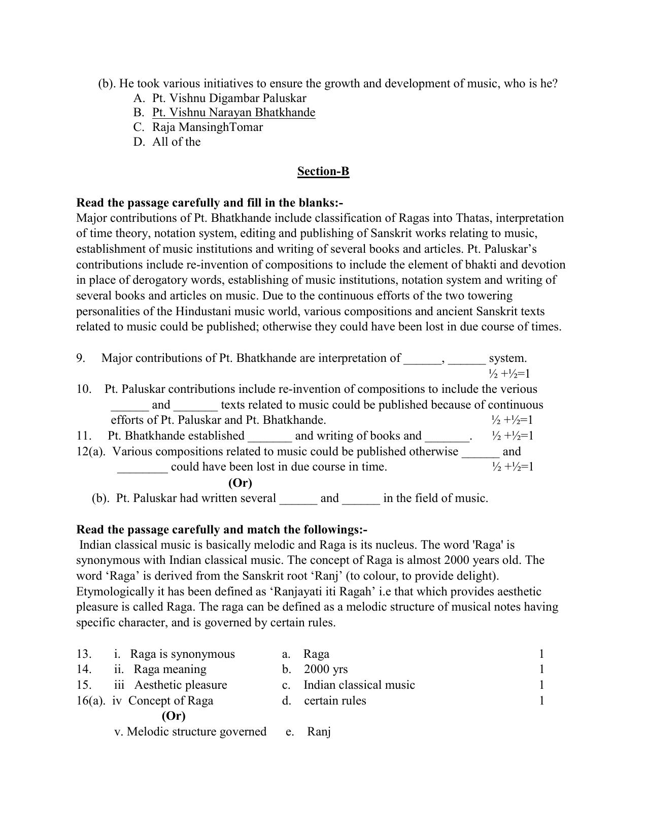 NIOS Class 10 Hindustani Sangeet (242) Sample Paper - Page 3