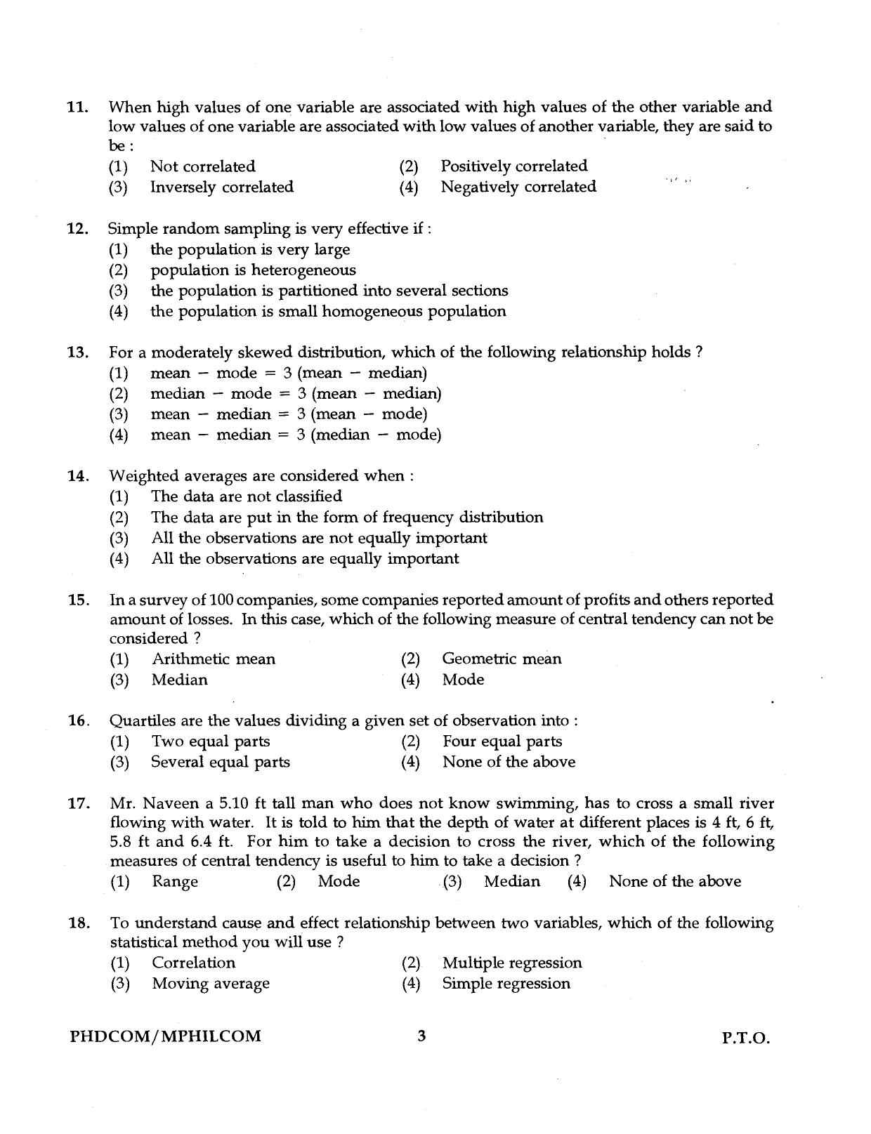 IGNOU PhD Entrance Test Ph.D./M.Phil. (Commerce) Programme 2016 Question Paper - Page 3
