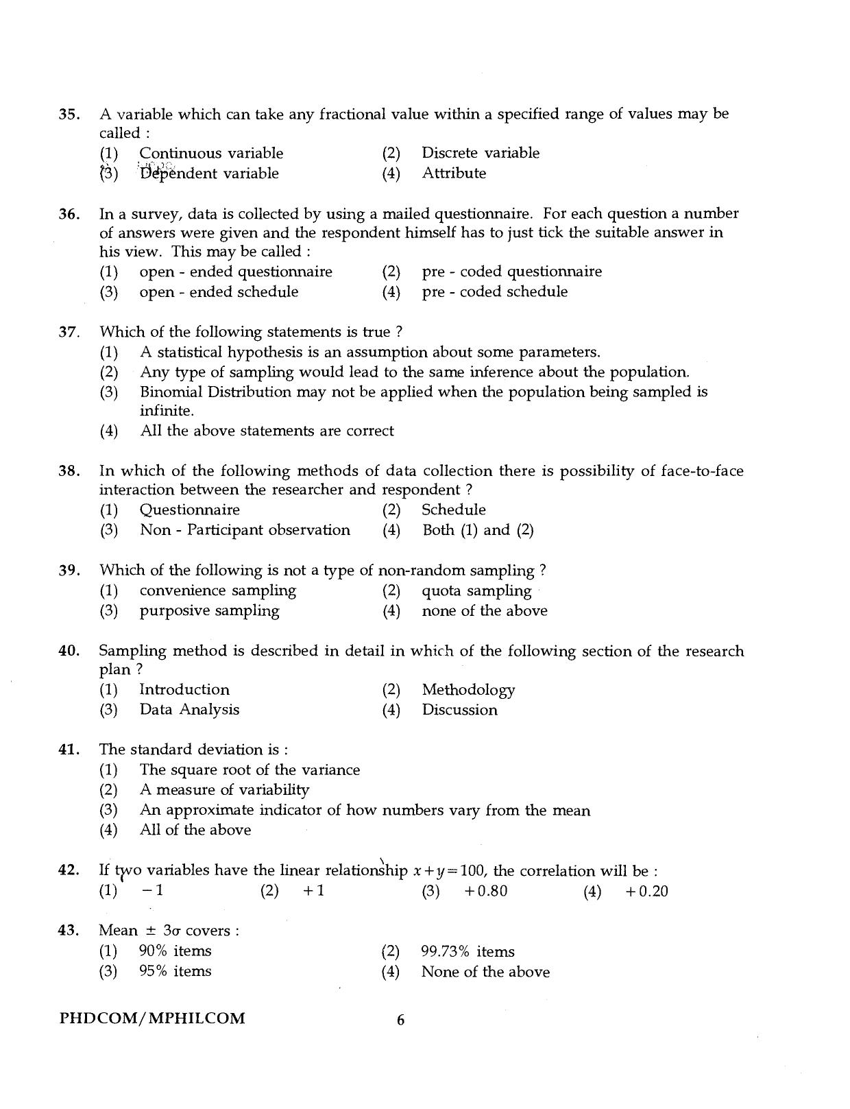 IGNOU PhD Entrance Test Ph.D./M.Phil. (Commerce) Programme 2016 Question Paper - Page 6