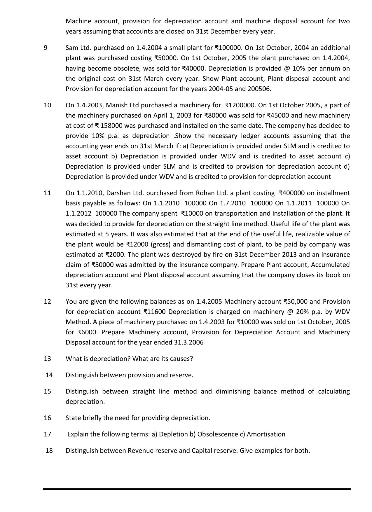 CBSE Worksheets for Class 11 Accountancy Depreciation Assignment - Page 2