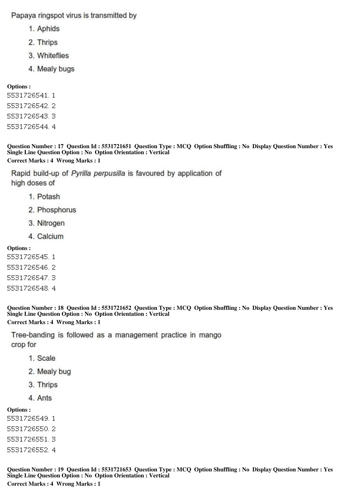 ICAR AIEEA PG 2019 ENTOMOLOGY AND NEMATOLOGY Question Paper - Page 7