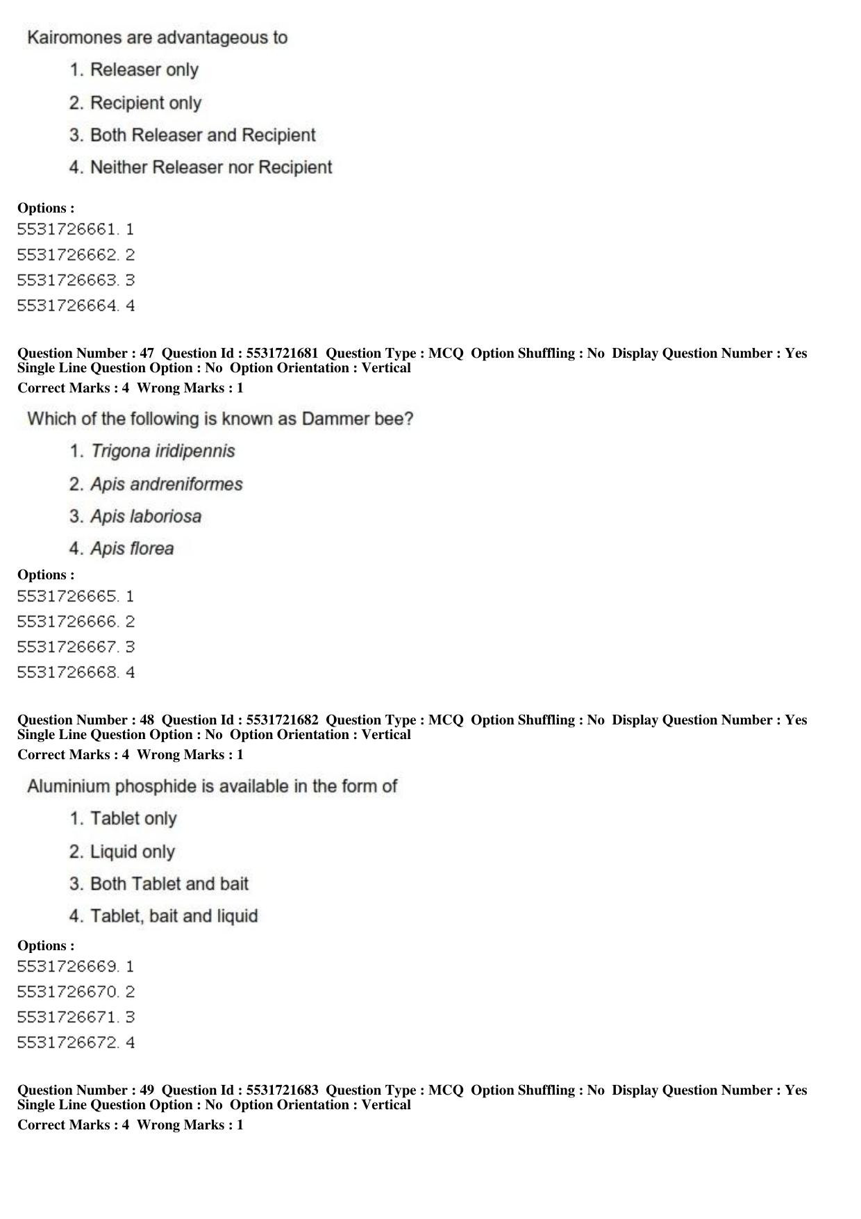 ICAR AIEEA PG 2019 ENTOMOLOGY AND NEMATOLOGY Question Paper - Page 17