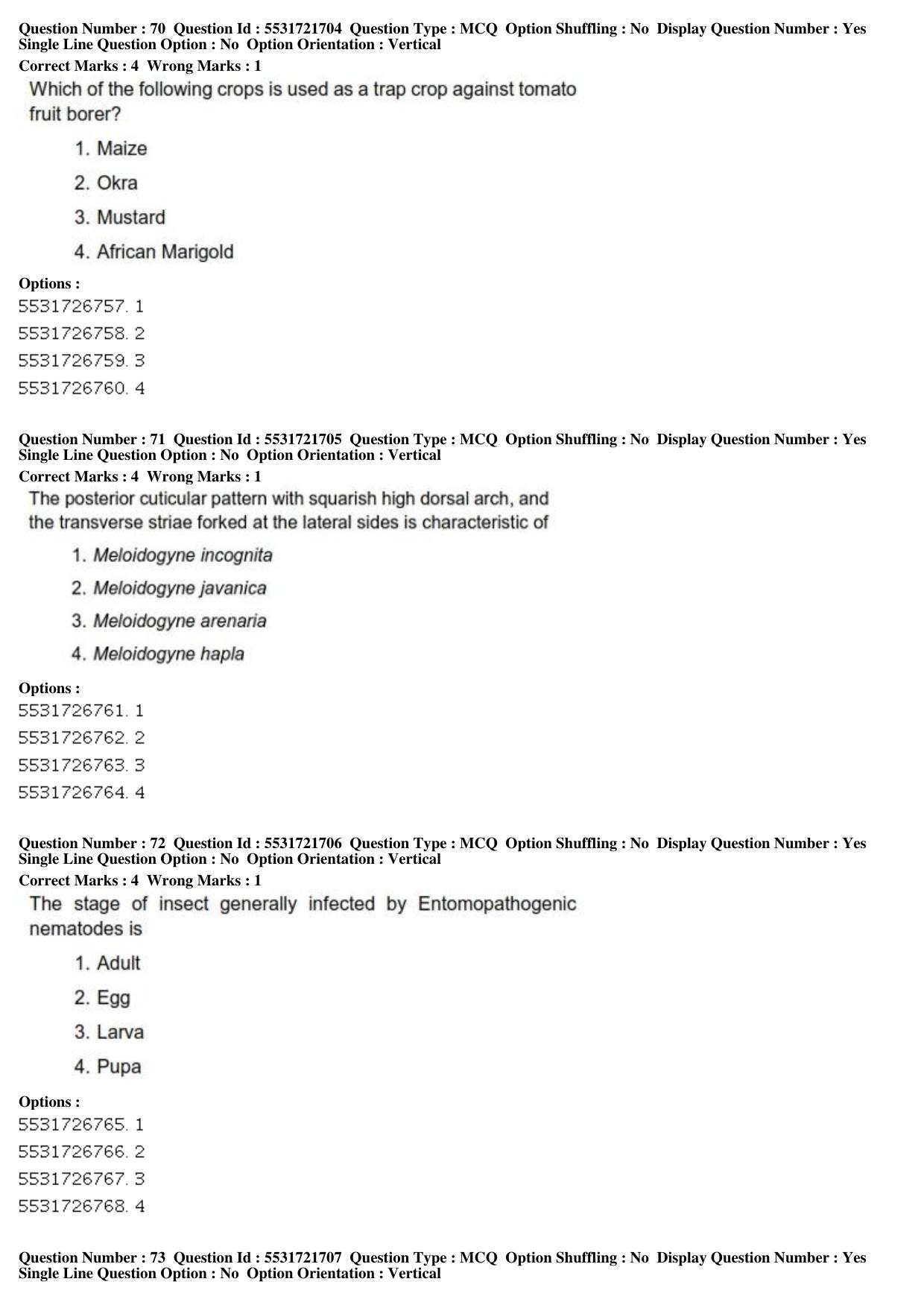 ICAR AIEEA PG 2019 ENTOMOLOGY AND NEMATOLOGY Question Paper - Page 25