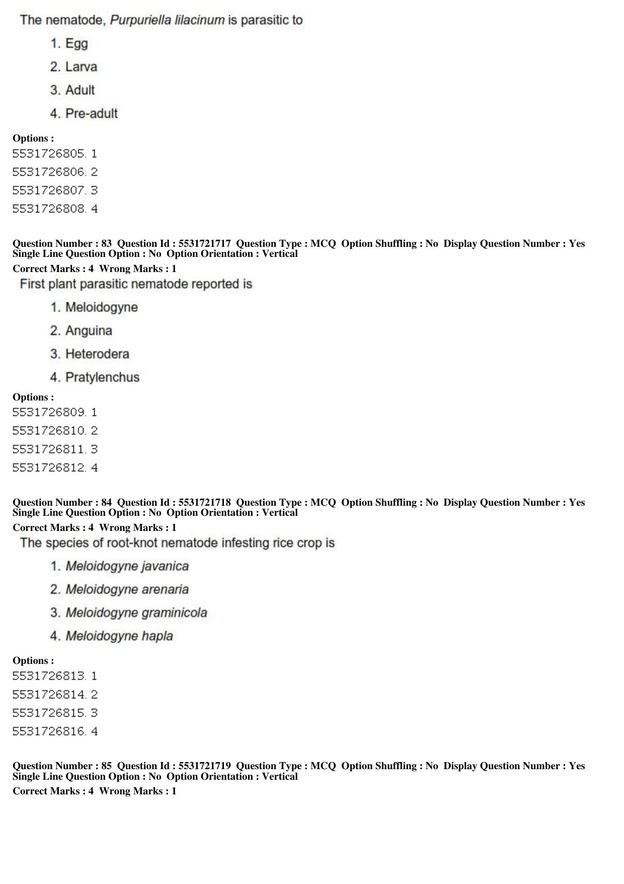 ICAR AIEEA PG 2019 ENTOMOLOGY AND NEMATOLOGY Question Paper - Page 29