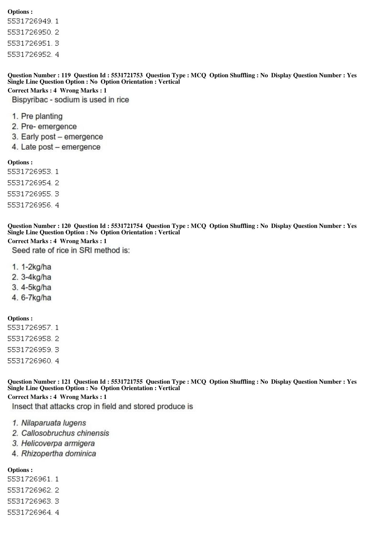 ICAR AIEEA PG 2019 ENTOMOLOGY AND NEMATOLOGY Question Paper - Page 41