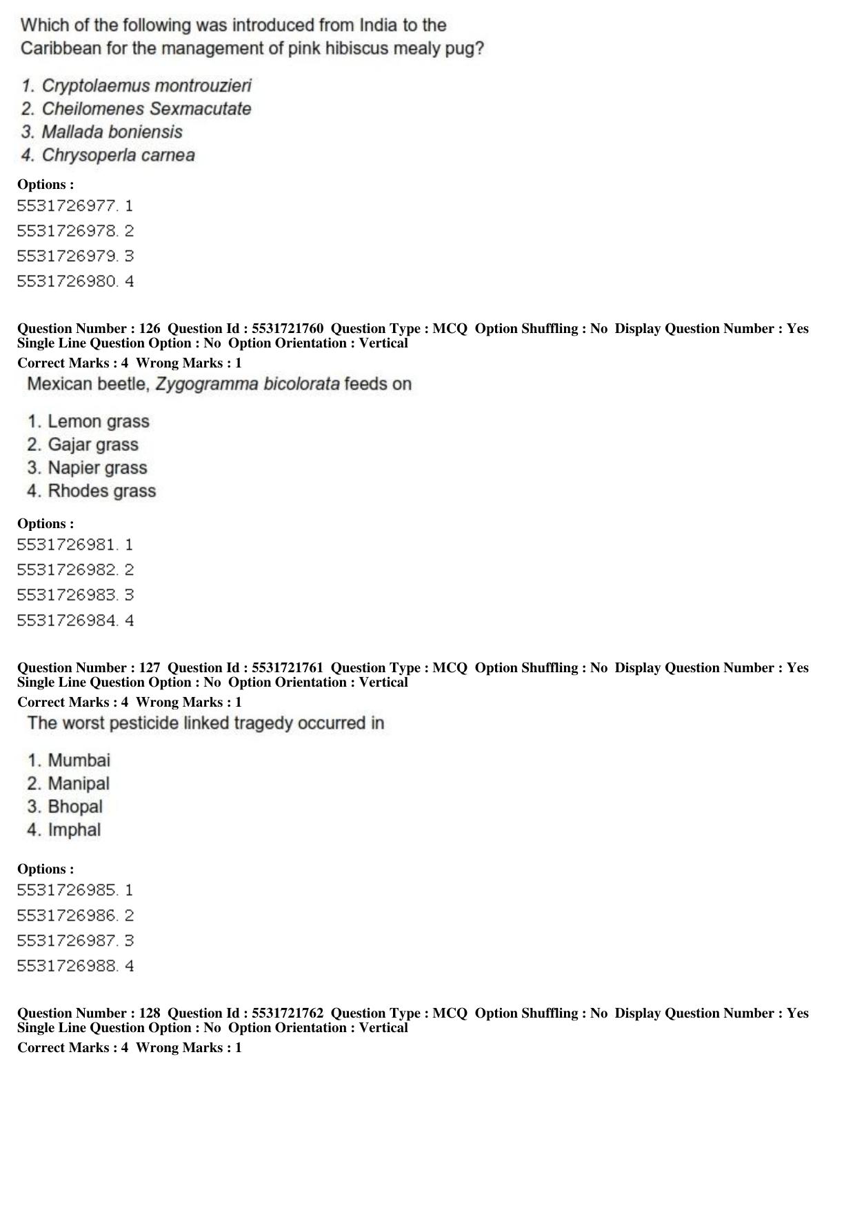 ICAR AIEEA PG 2019 ENTOMOLOGY AND NEMATOLOGY Question Paper - Page 43