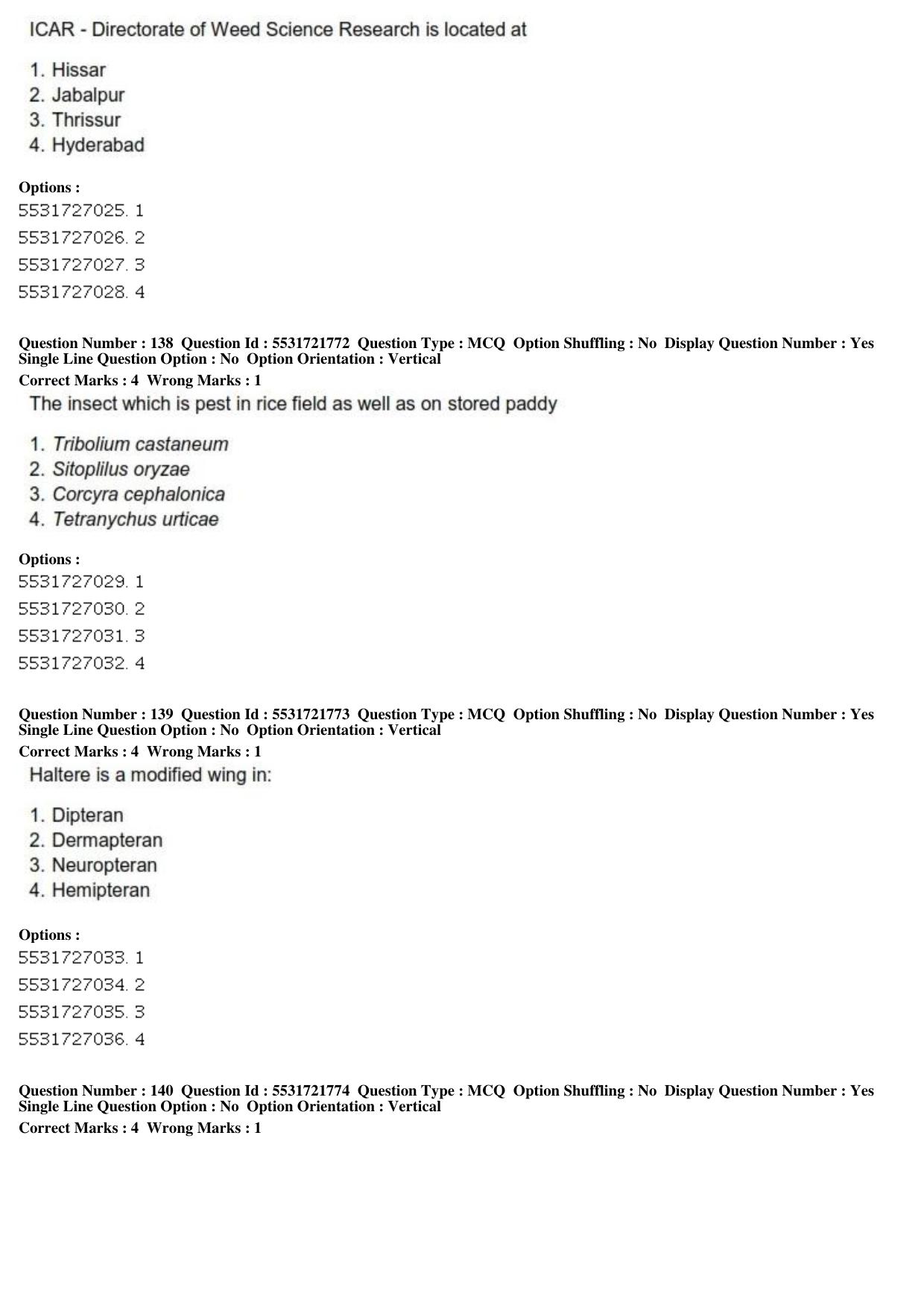ICAR AIEEA PG 2019 ENTOMOLOGY AND NEMATOLOGY Question Paper - Page 47