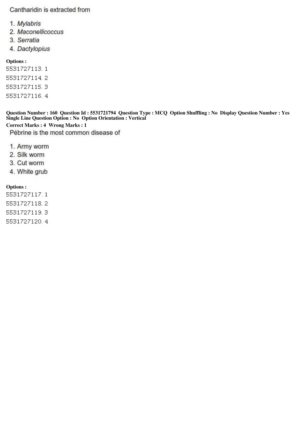 ICAR AIEEA PG 2019 ENTOMOLOGY AND NEMATOLOGY Question Paper - Page 54