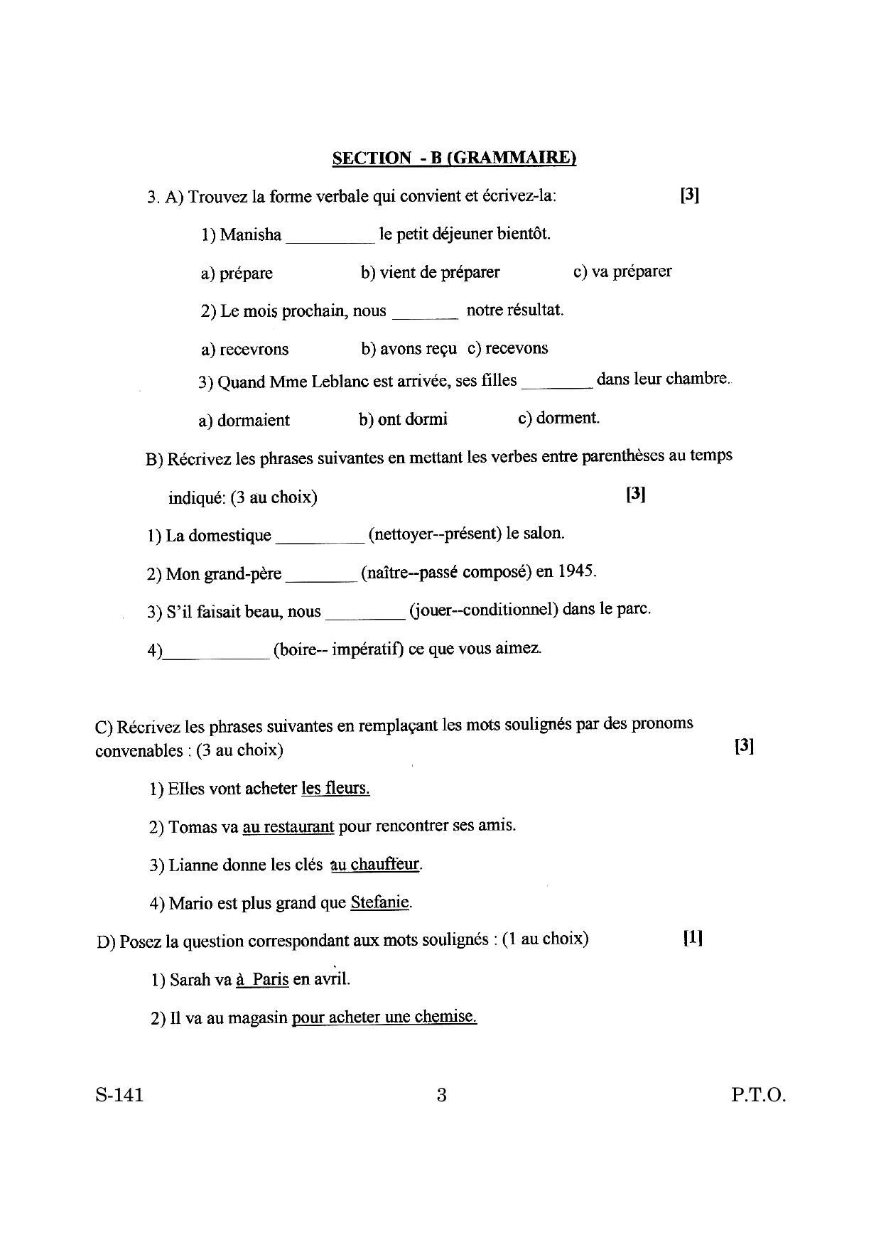 Goa Board Class 10 French Tl  (March 2019) Question Paper - Page 3