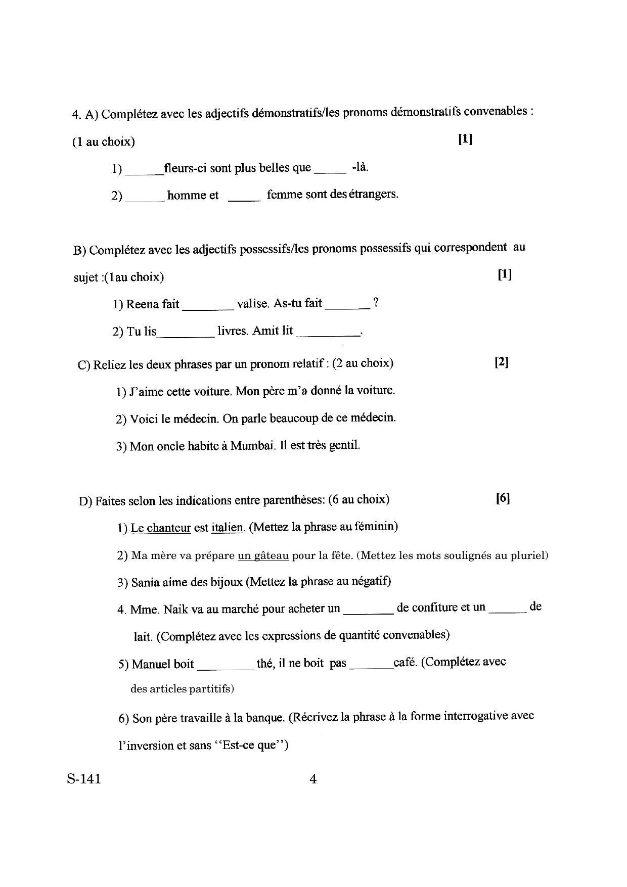 Goa Board Class 10 French Tl  (March 2019) Question Paper - Page 4