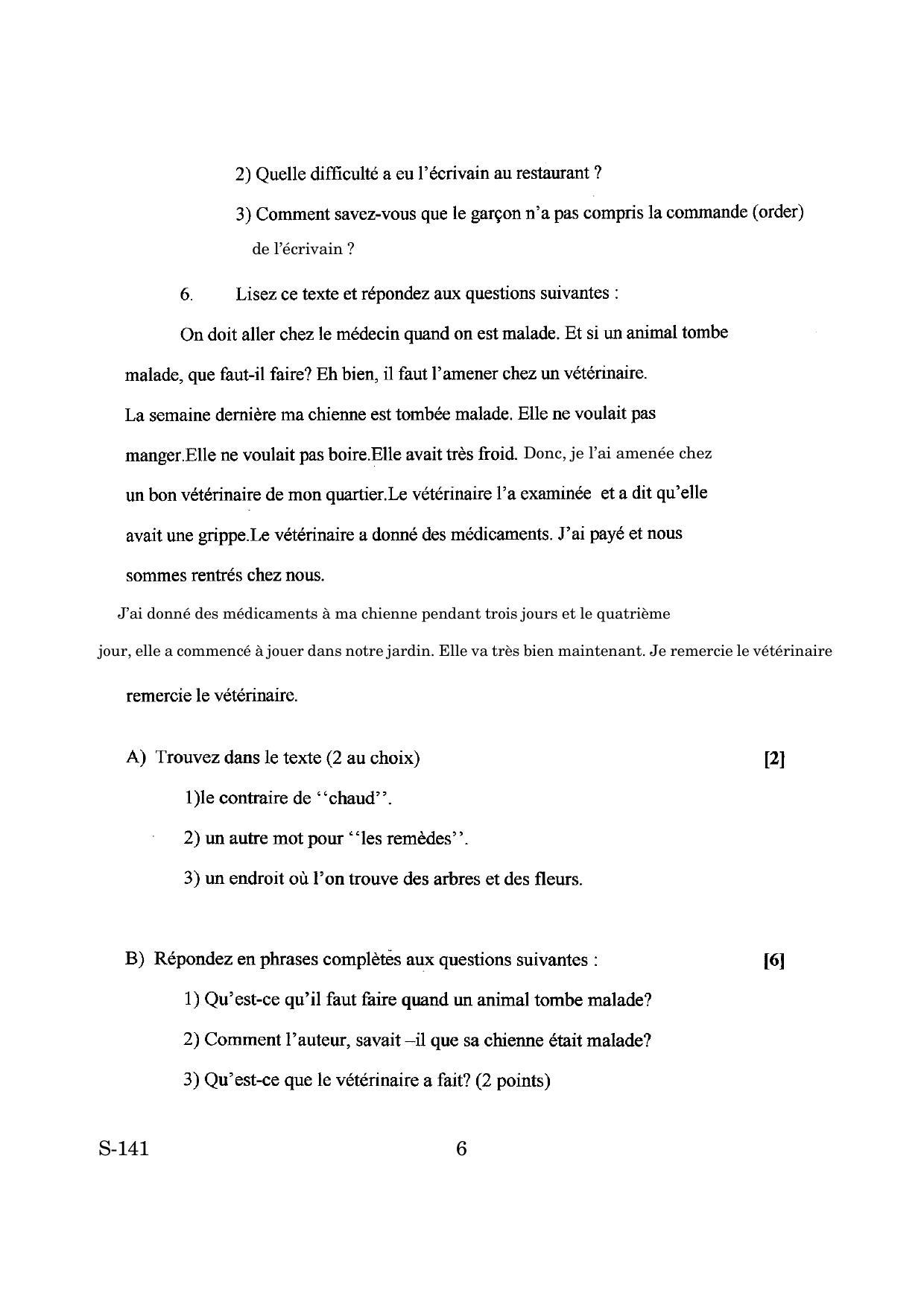 Goa Board Class 10 French Tl  (March 2019) Question Paper - Page 6