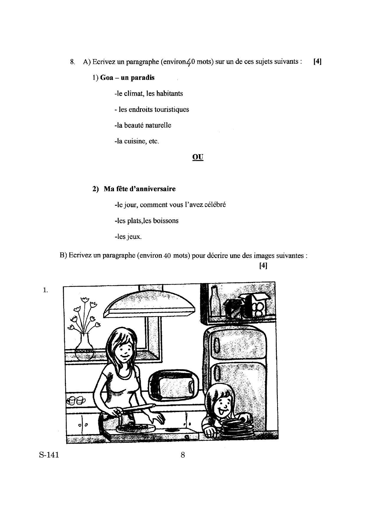 Goa Board Class 10 French Tl  (March 2019) Question Paper - Page 8