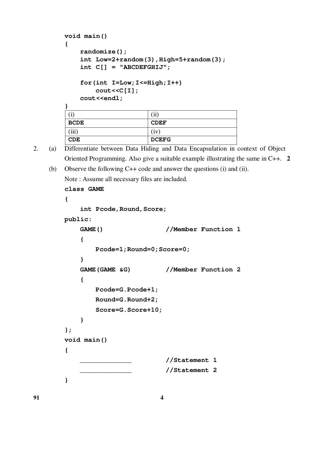 CBSE Class 12 91 (Comp. Sci) 2017-comptt Question Paper - Page 4