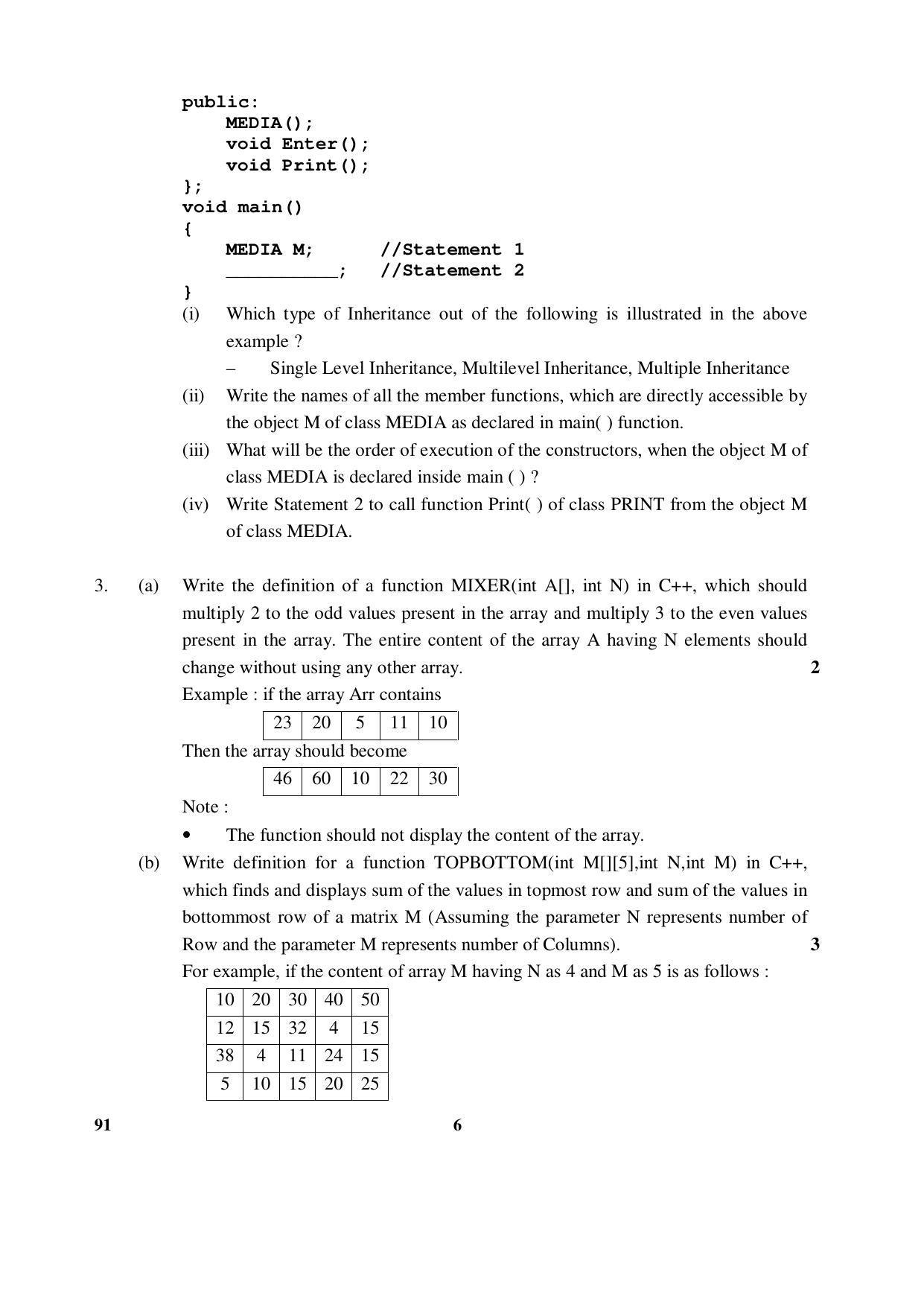 CBSE Class 12 91 (Comp. Sci) 2017-comptt Question Paper - Page 6