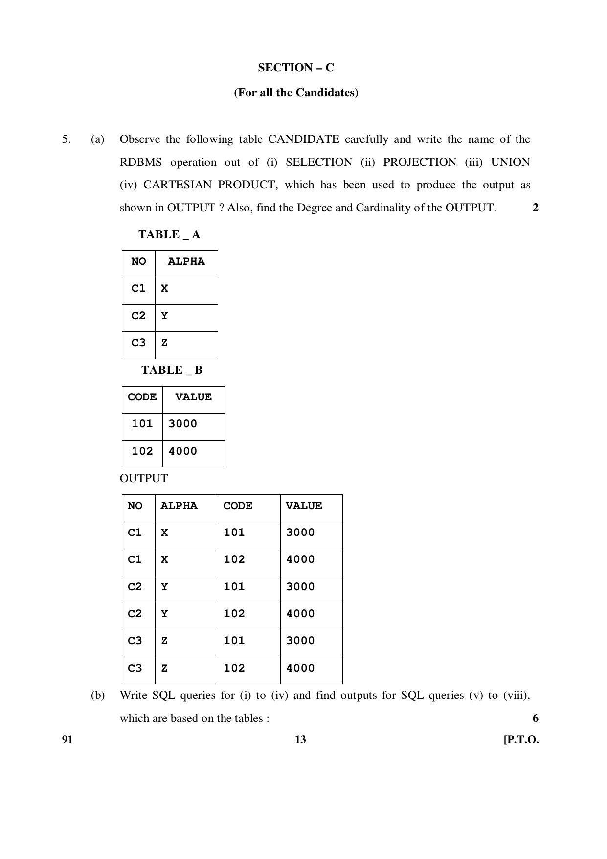 CBSE Class 12 91 (Comp. Sci) 2017-comptt Question Paper - Page 13