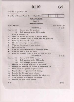 AP Inter 2nd Year Aquaculture-II March-2019-Vocational Question Paper