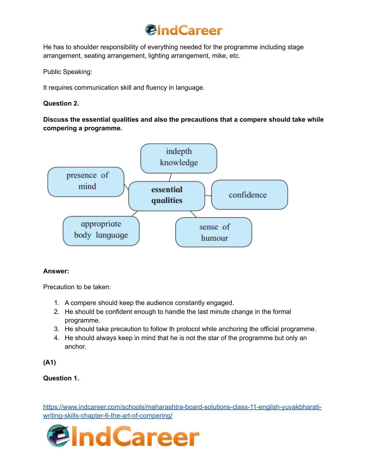 Maharashtra Board Solutions Class 11-English Yuvakbharati (Writing Skills): Chapter 6- The Art of Compering - Page 3