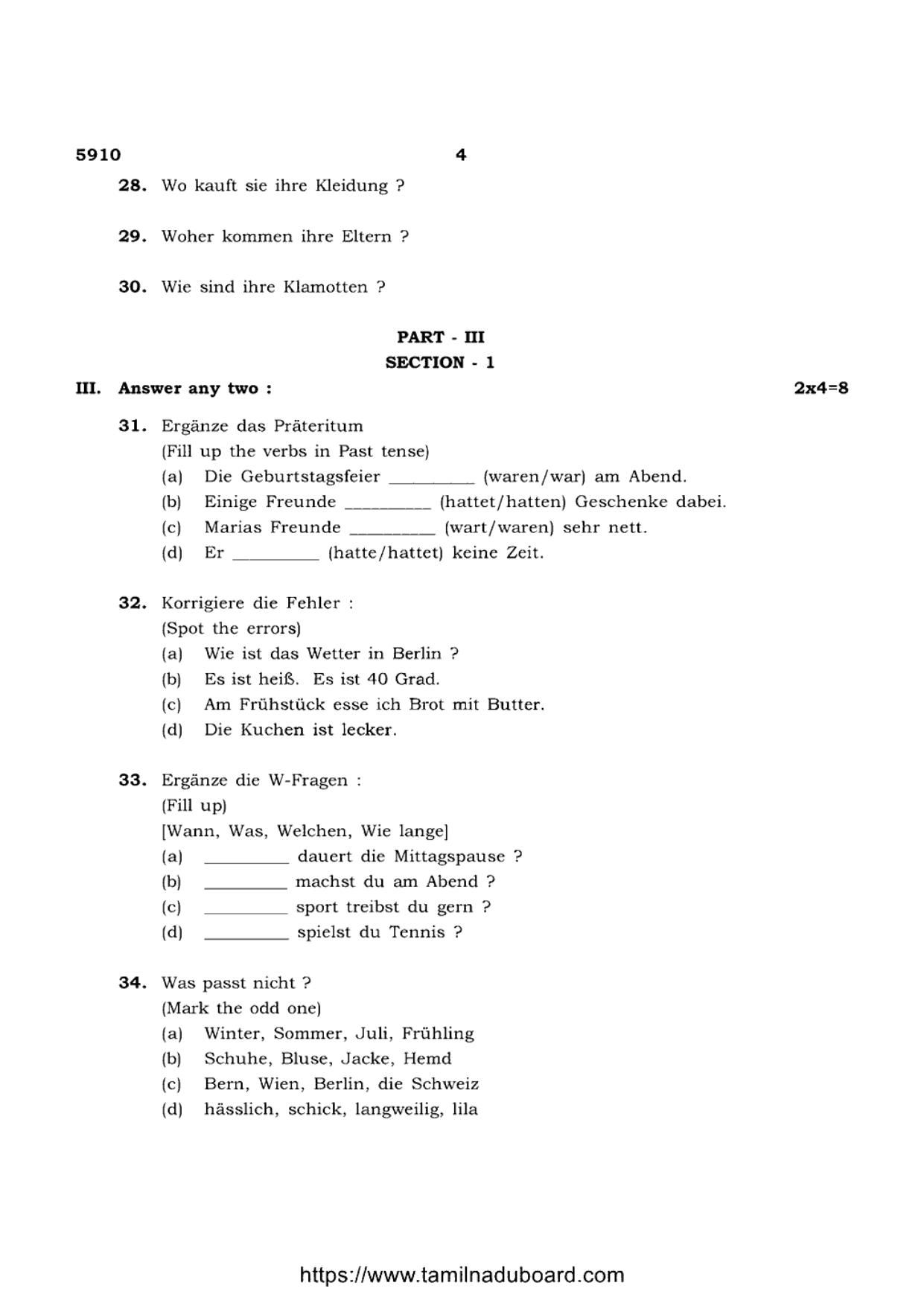 TN Class 12 German Language 5910 Question Papers 2022 - Page 4