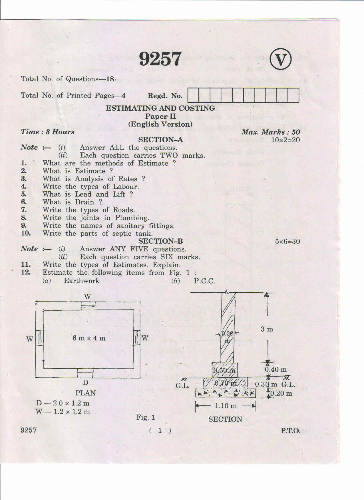 AP Inter 2nd Year Estimating and Costing-II (BC&MT) March-2019-Vocational Question Paper - Page 1