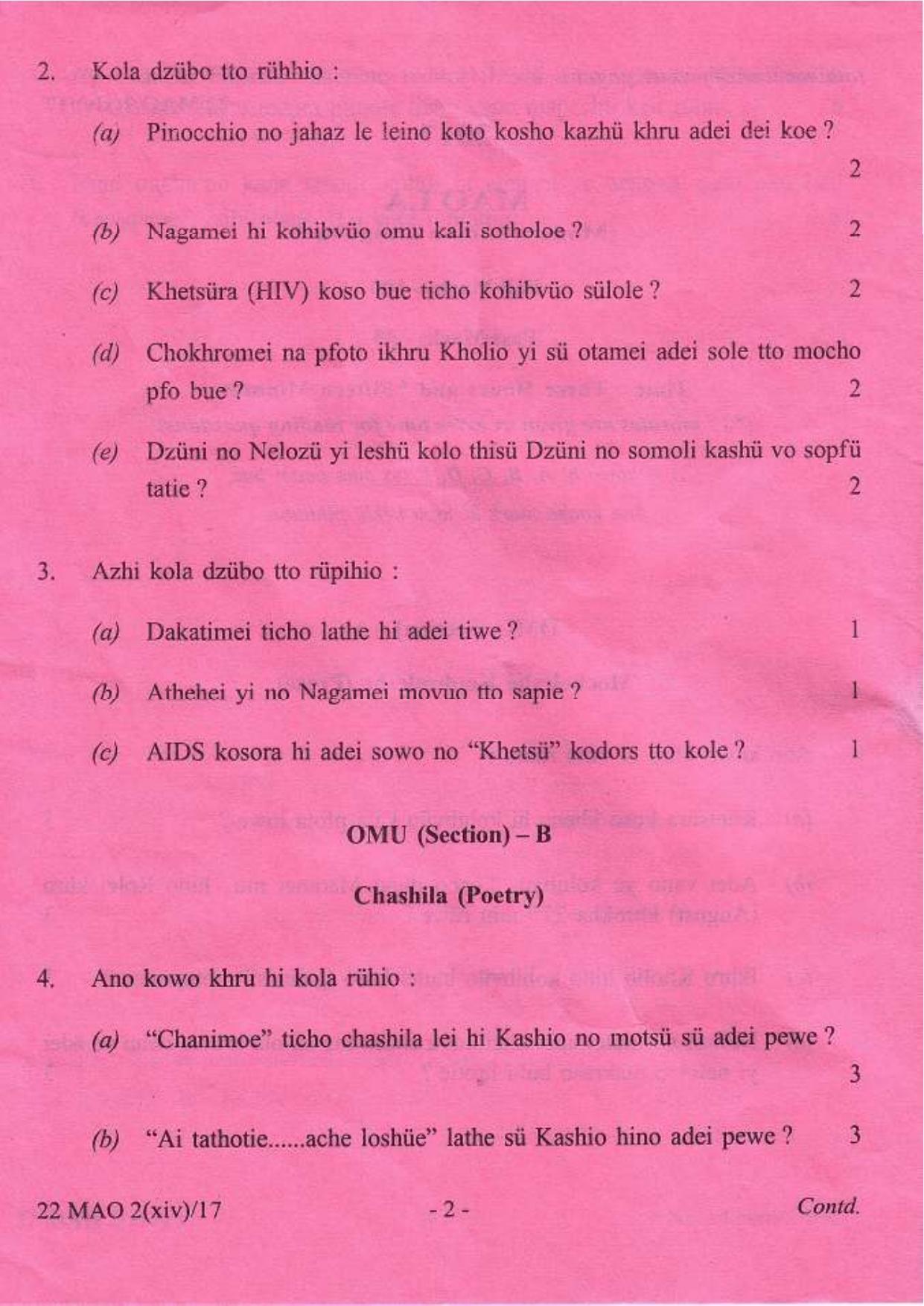 COHSEM Class 12 Mao-La (M.I.L) 2017 Question Papers - Page 2