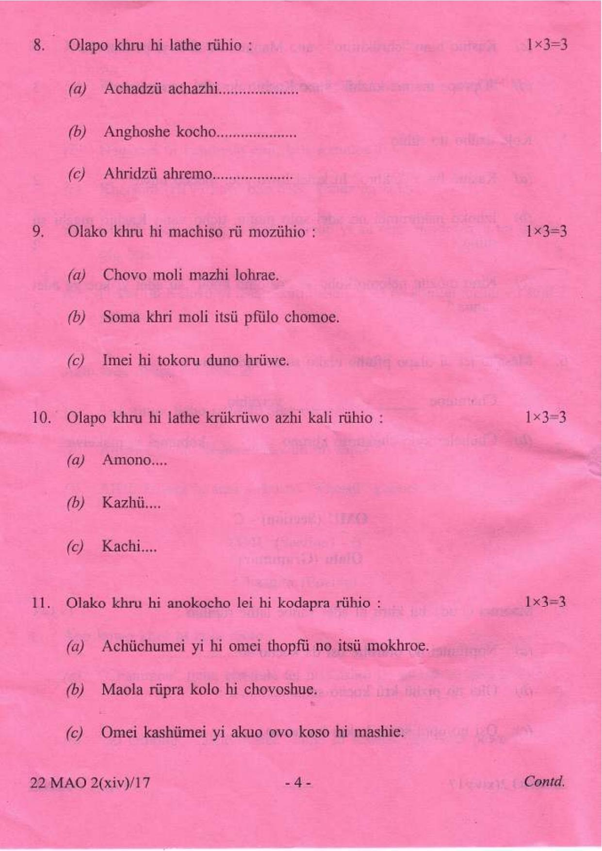 COHSEM Class 12 Mao-La (M.I.L) 2017 Question Papers - Page 4