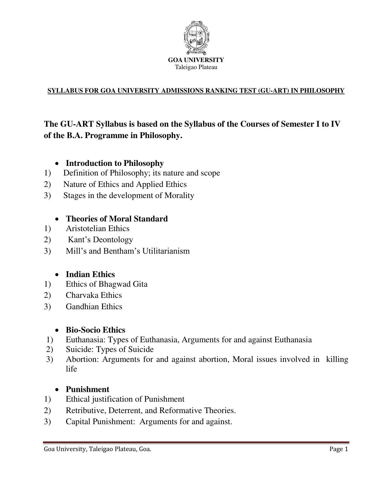 GU ART Philosophy Syllabus - Page 1