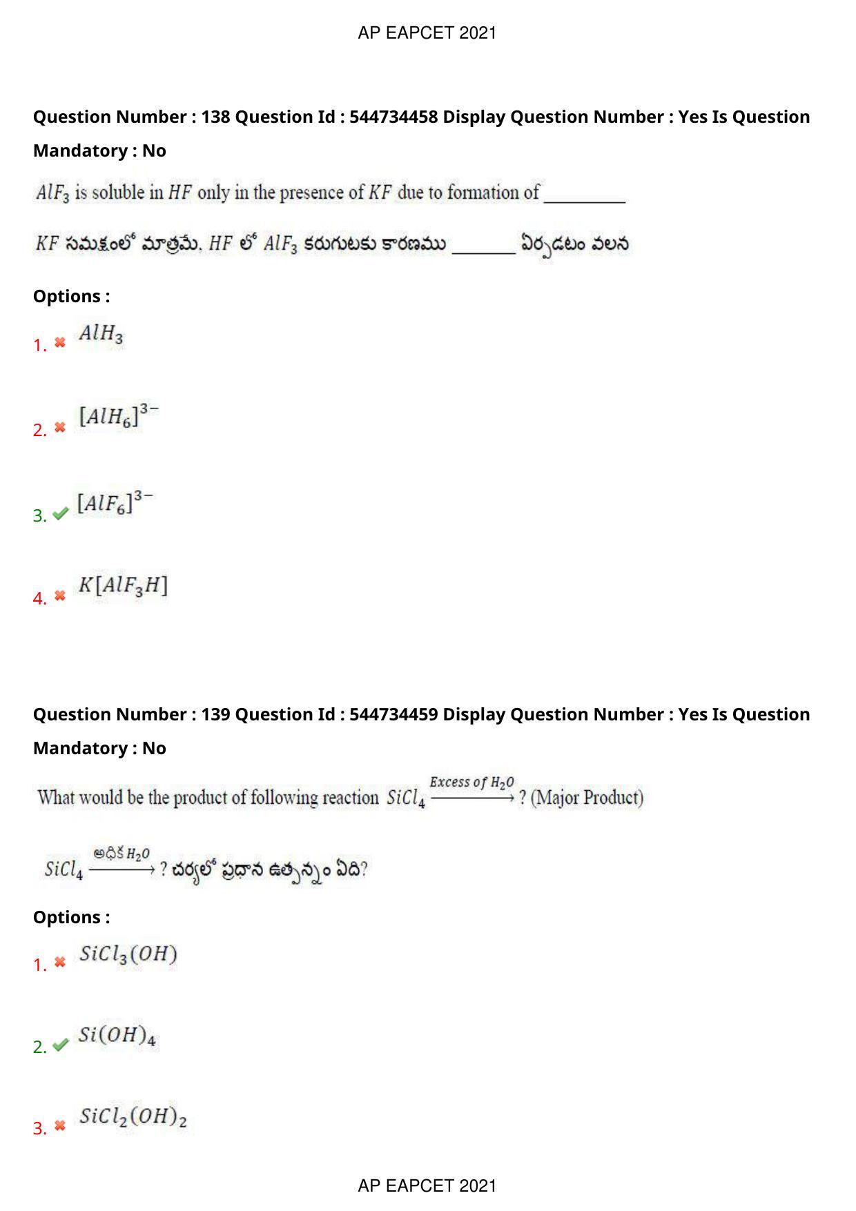AP EAPCET 2021 - August 20,2021 Shift 1 - Master Engineering Question Paper With Preliminary Keys - Page 93