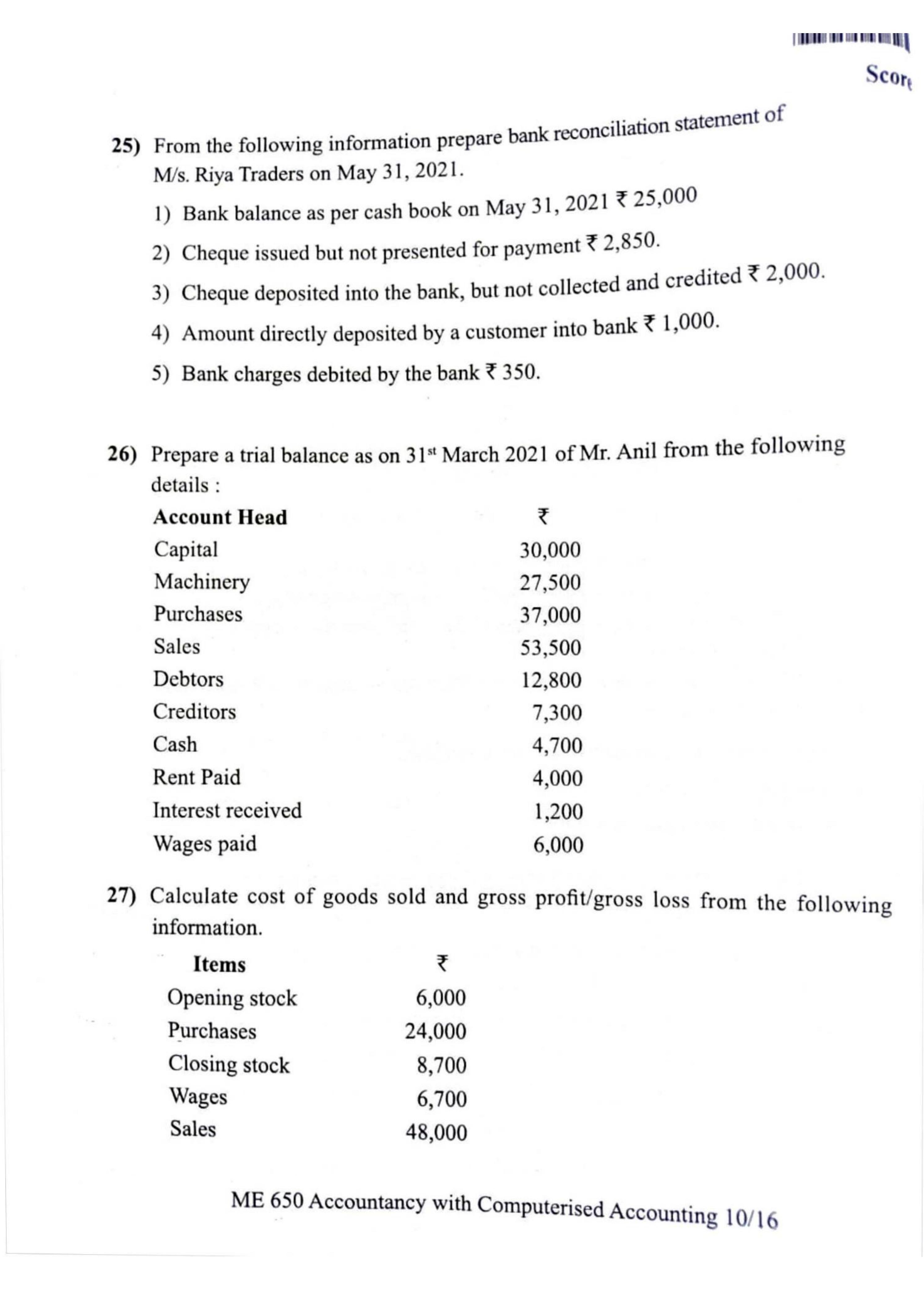 Kerala Plus One 2022 Accountancy (CA) Question Paper (Model) - Page 6
