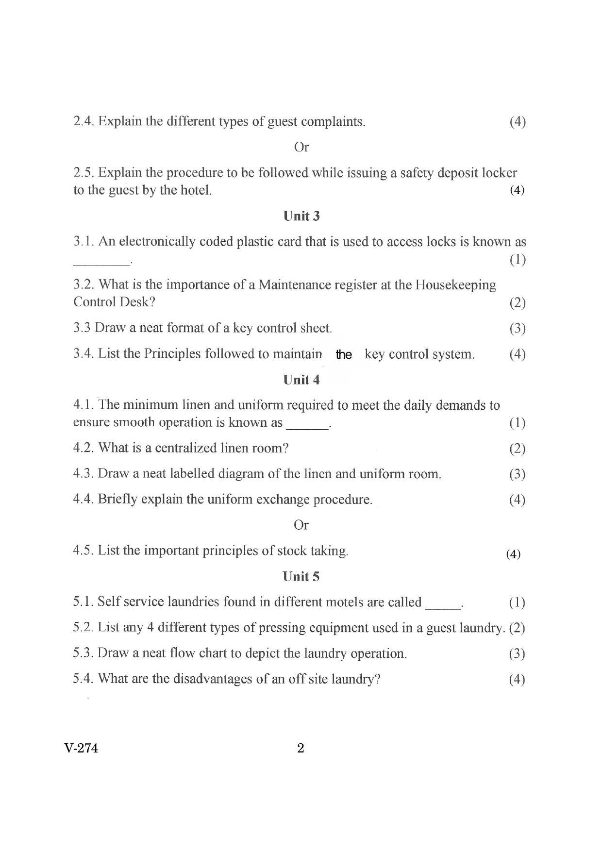 Goa Board Class 12 Accomodation Operation   (June 2019) Question Paper - Page 2