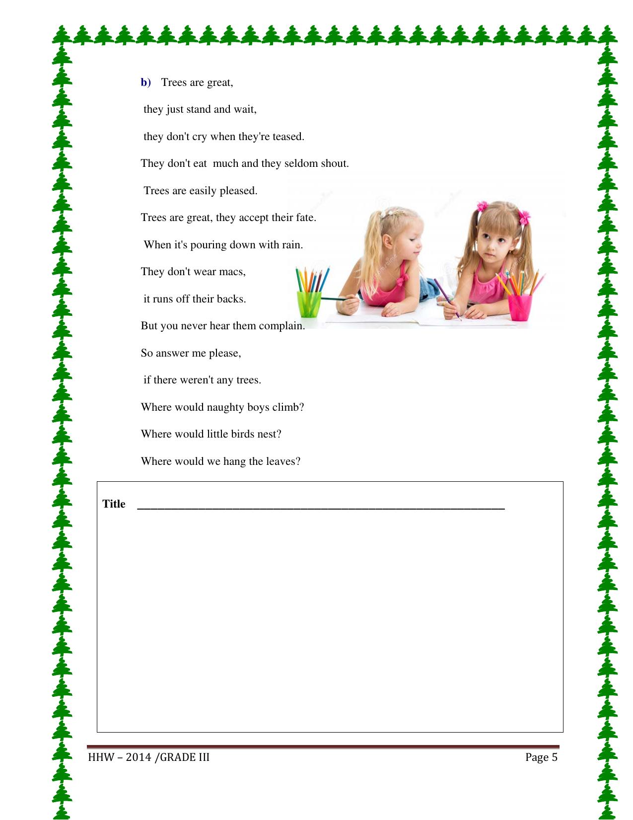 Worksheet for Class 3 English Assignment 32 - Page 3
