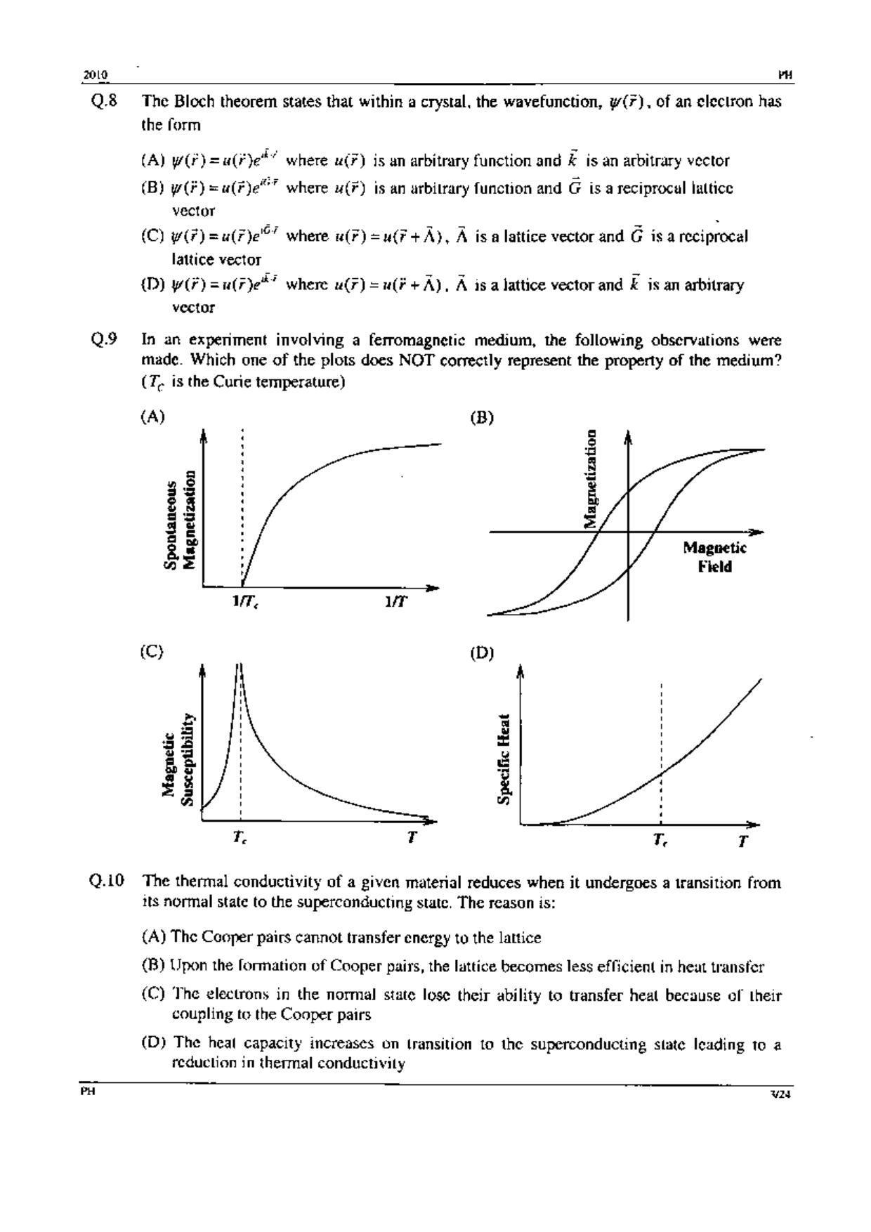 GATE 2010 Physics (PH) Question Paper with Answer Key - Page 3