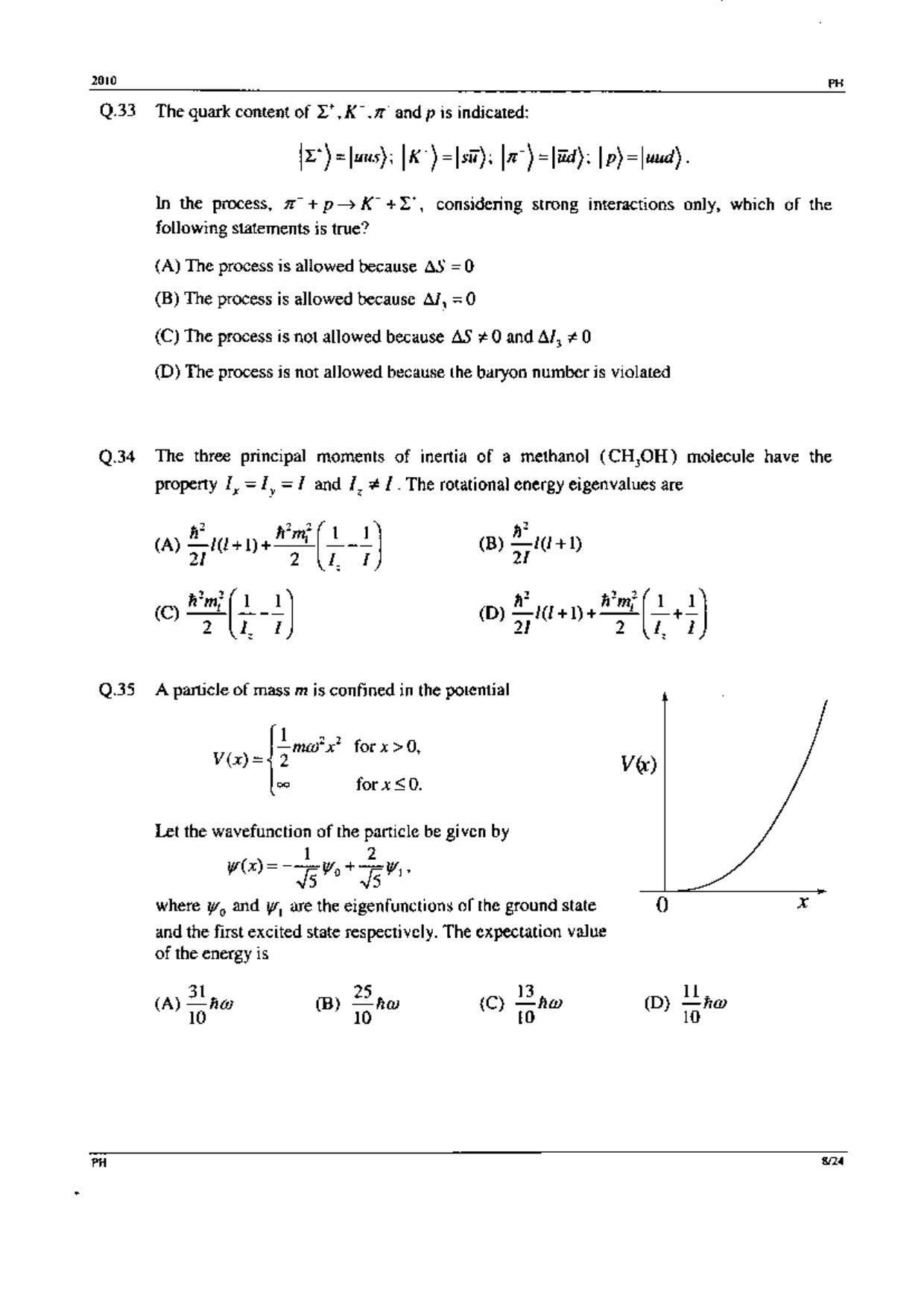 GATE 2010 Physics (PH) Question Paper with Answer Key - Page 8