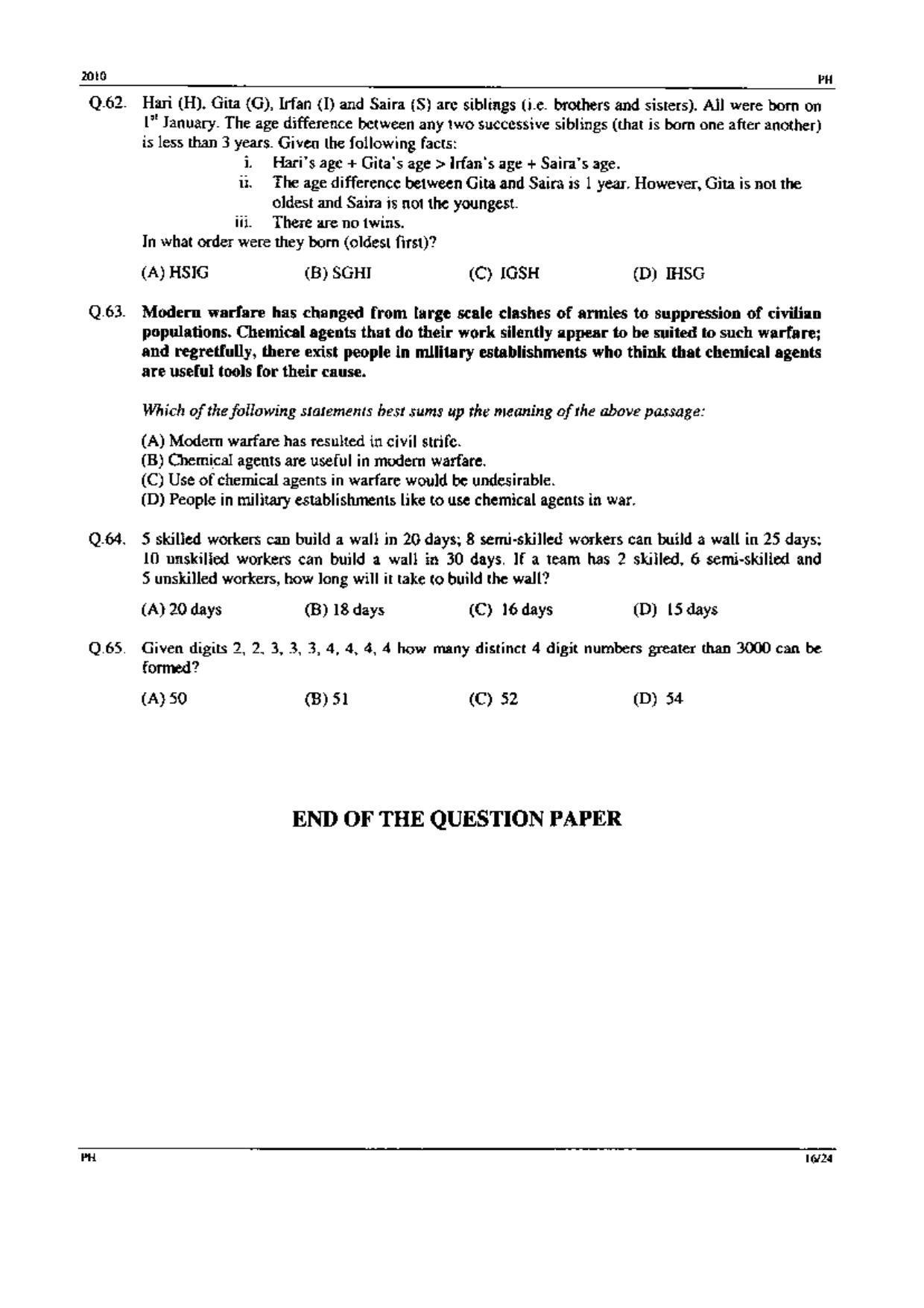 GATE 2010 Physics (PH) Question Paper with Answer Key - Page 16